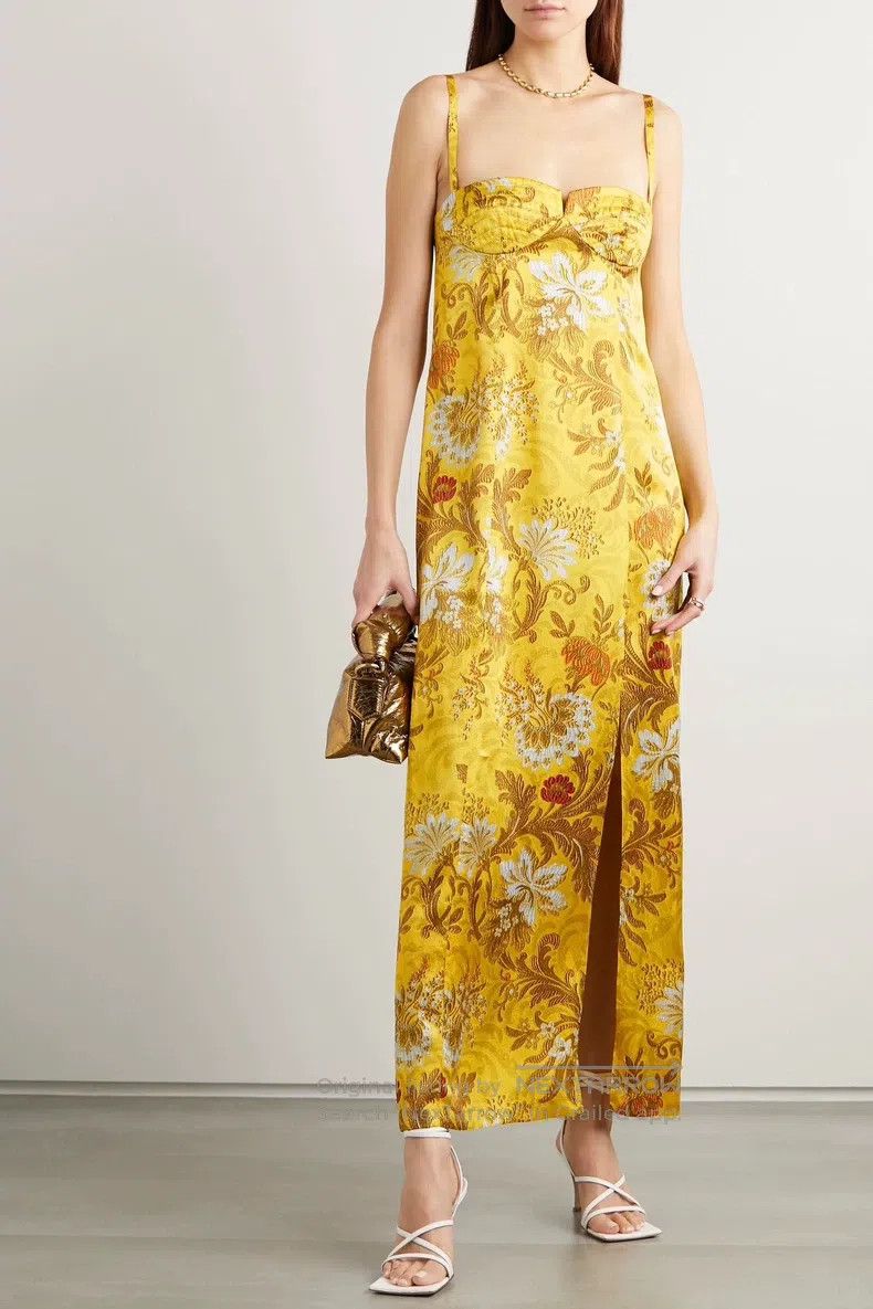 Dries Van Noten Dries Van Noten Yellow silk dress Size S / US 4 / IT 40 - 1 Thumbnail