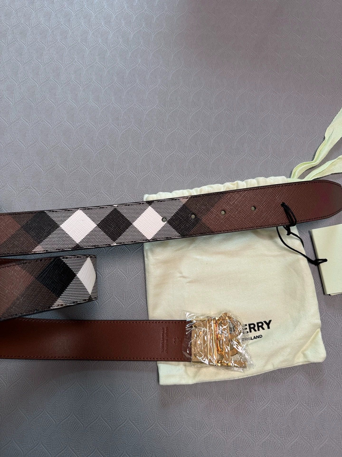 Burberry Burberry Men's Brown Check Monogram Buckle Belt Size ONE SIZE - 2 Thumbnail