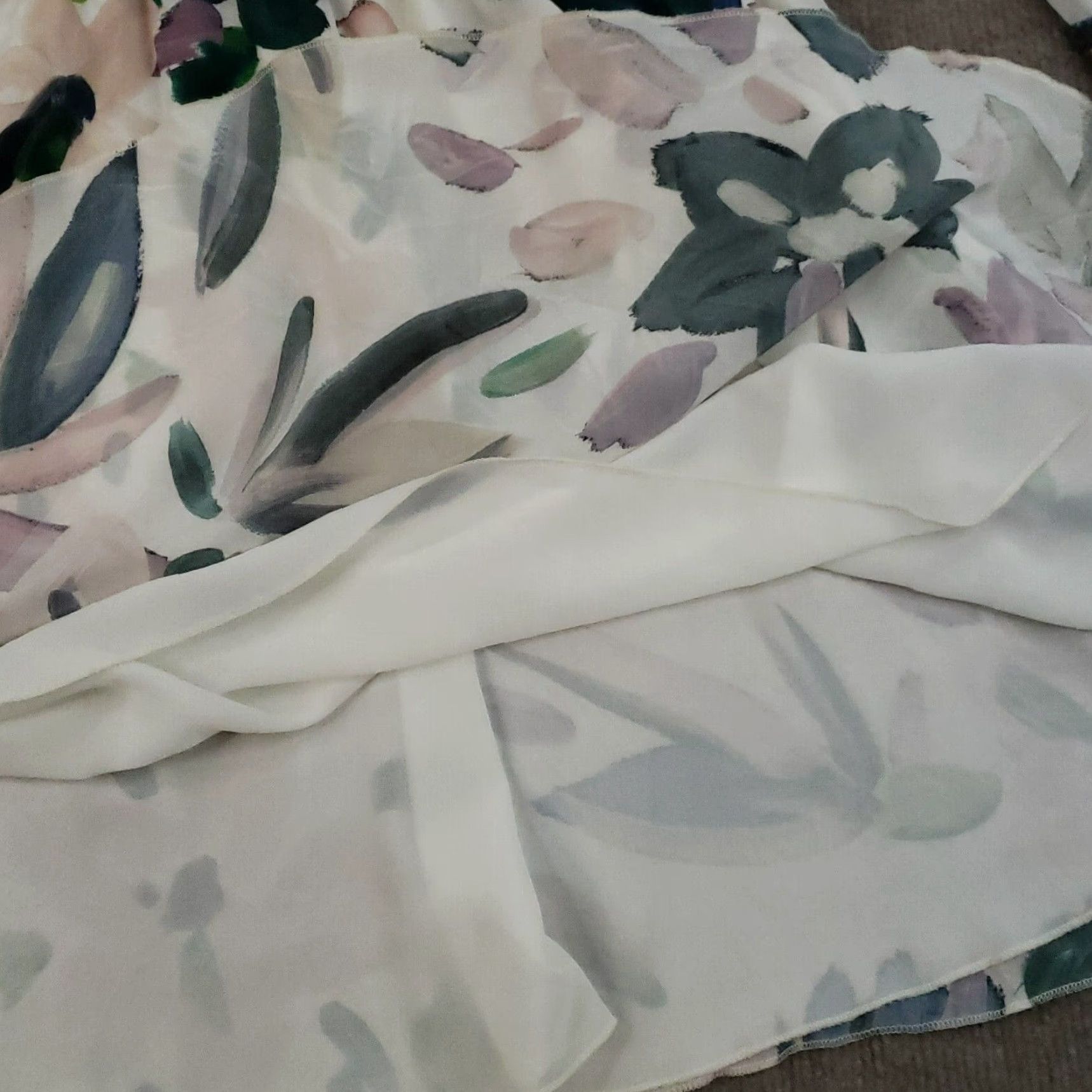 Vintage Stone Cold Fox Mini Dress Women Size 1 White Green Floral Silk Lined Long Sleeve Size XS / US 0-2 / IT 36-38 - 6 Thumbnail