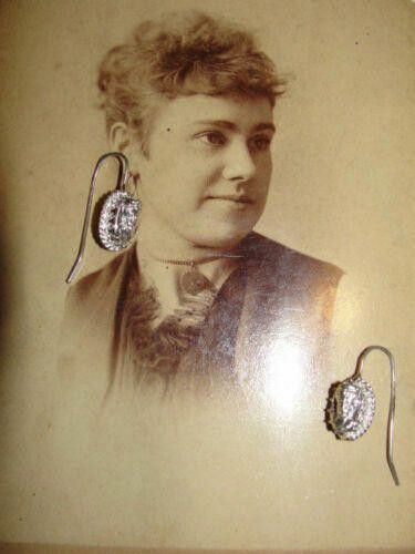 Designer Sterling Silver Victorian Inspired Cameo Drop Earrings Size ONE SIZE - 2 Thumbnail