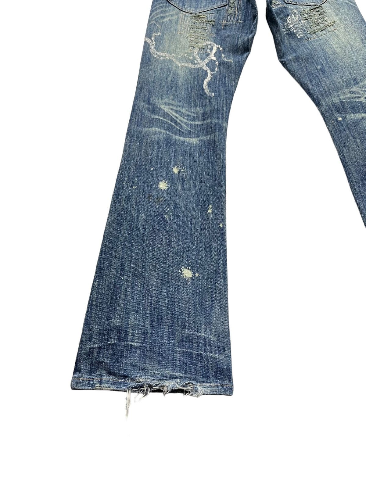 Guru FYE🔥GUMU INTERNATIONAL Punk Ripped Tribal Print Flare Denim Size 31" - 17 Thumbnail