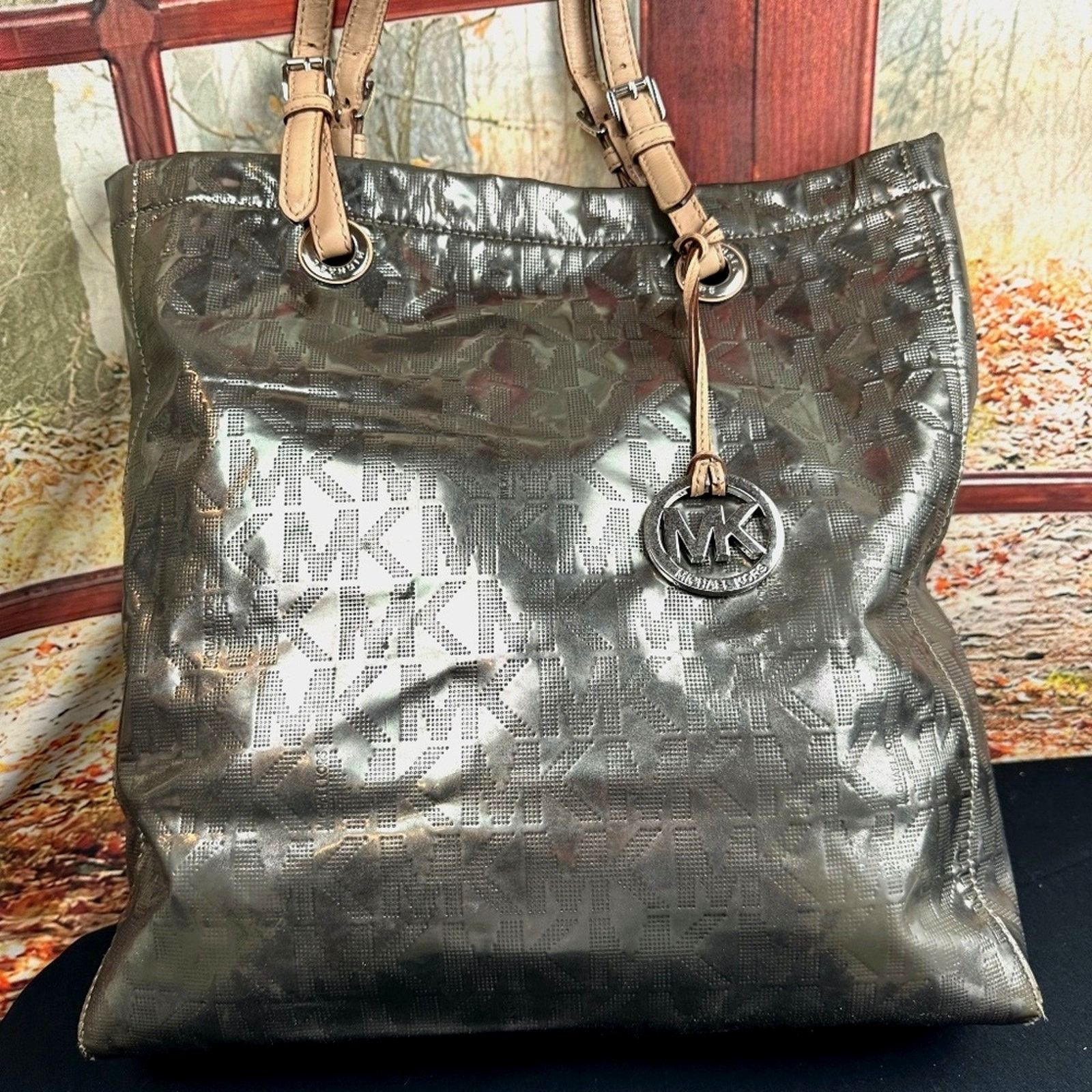 Michael Kors Michael Kors Metallic Mirror PVC Leather North South Tote Size ONE SIZE - 7 Thumbnail