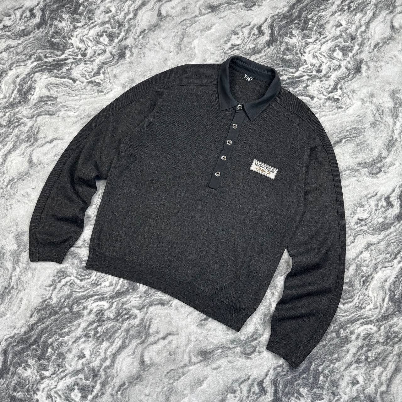 Dolce & Gabbana Dolce&Gabbana DG Wool Long Sleeve Polo Sweater Size US M / EU 48-50 / 2 - 1 Thumbnail