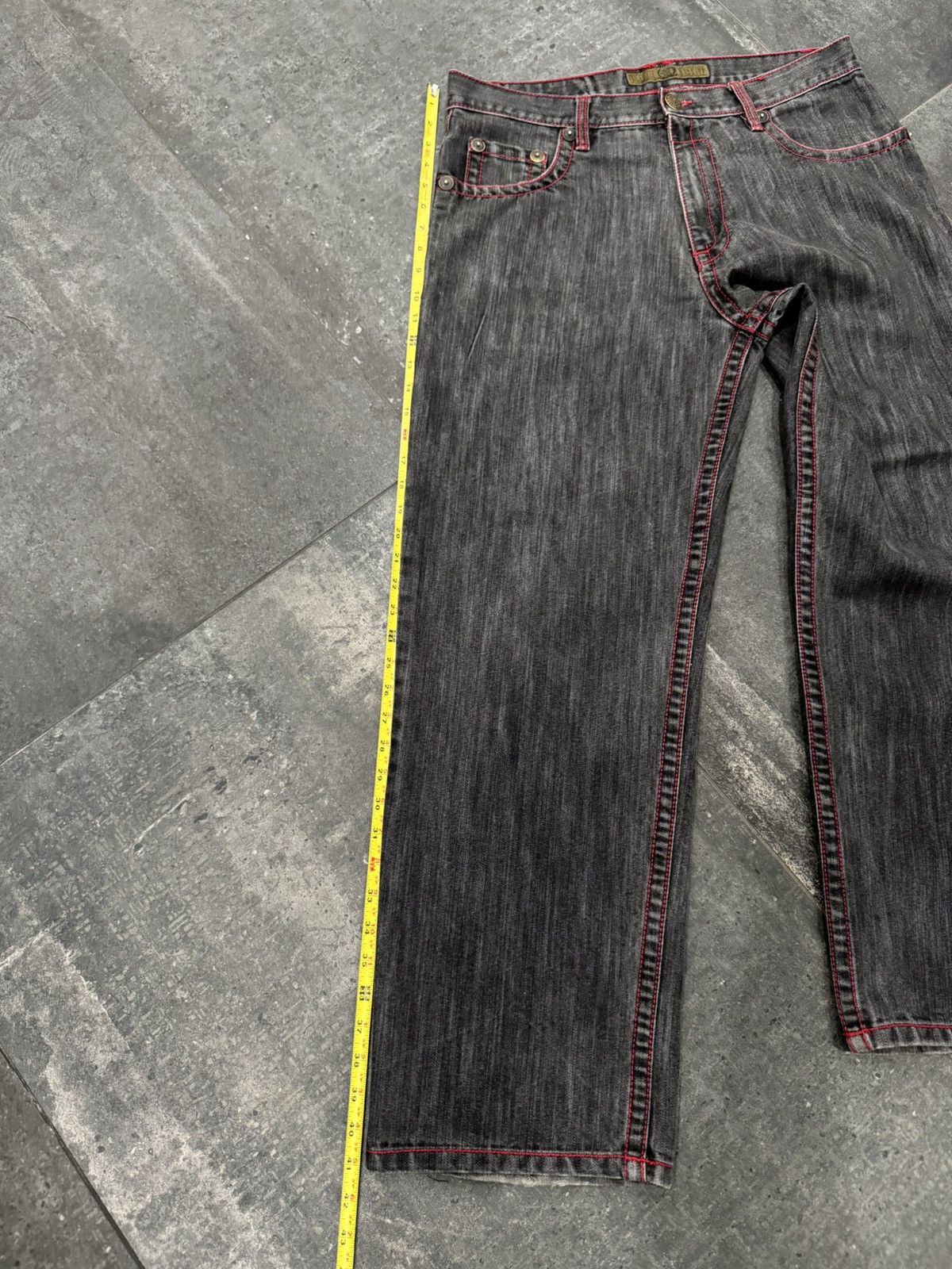 Southpole Vintage Y2K Design Lab Premium Black & Red Denim Pants 34x30 Size US 34 / EU 50 - 18 Thumbnail