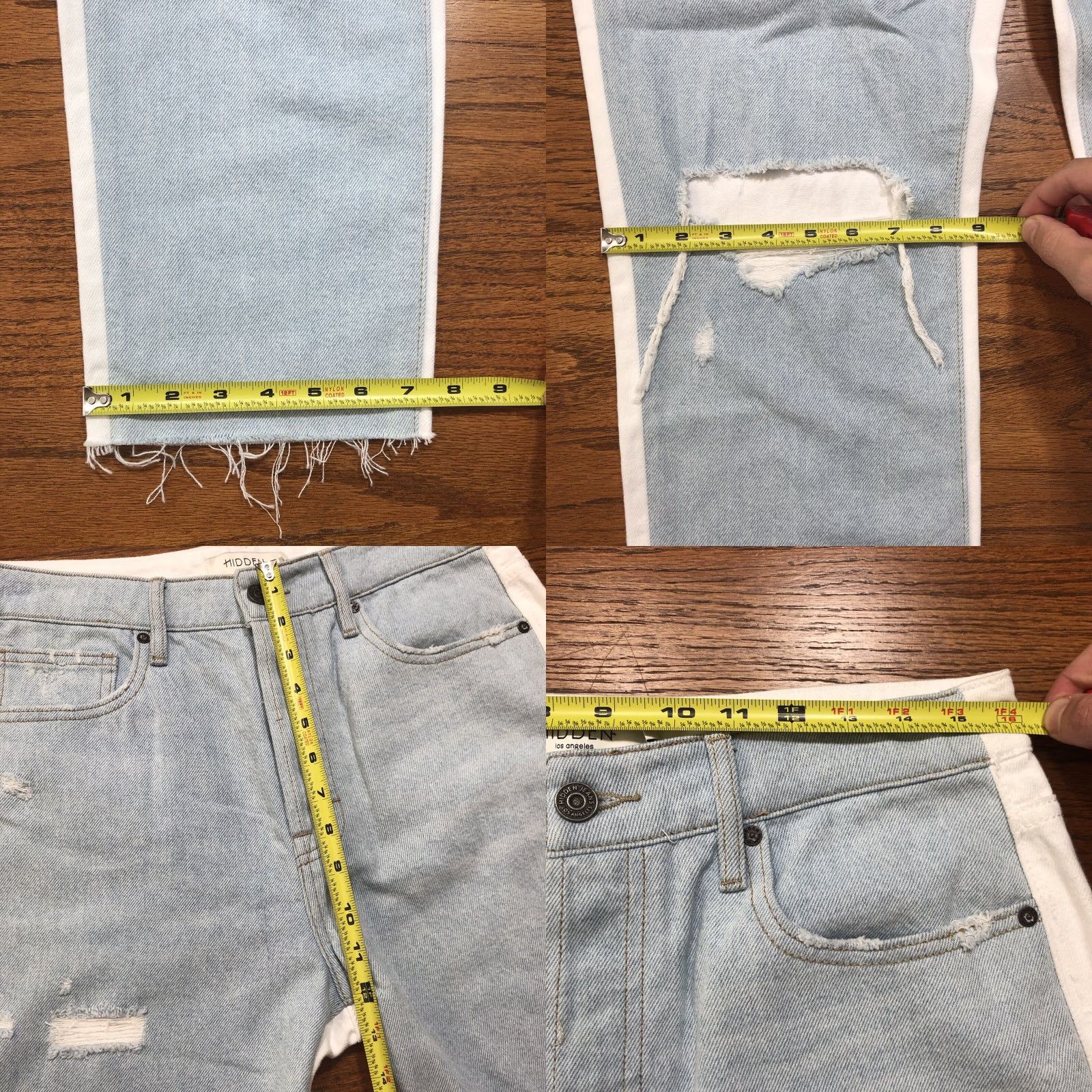 Vintage NWT Hidden Tracey Jeans Womens 30 5-Pocket Distressed Straight High Rise Blue/White Vintage No N/A Size 30" / US 8 / IT 44 - 8 Thumbnail