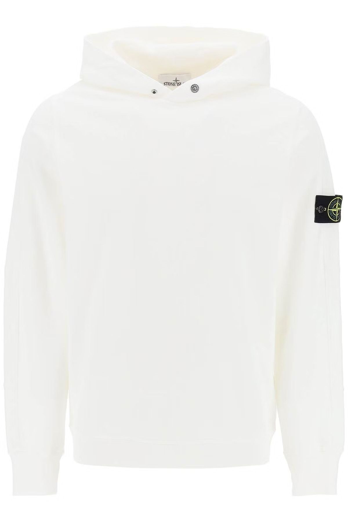 image of Stone Island O1S22I1N0524 Logo Badge Hoodie In White, Men's (Size Small)