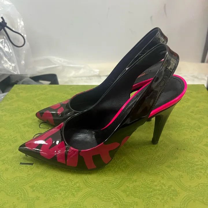 Louis Vuitton Louis Vuitton Black and Pink High Heels 0079 Size US 6 / IT 36 - 1 Thumbnail
