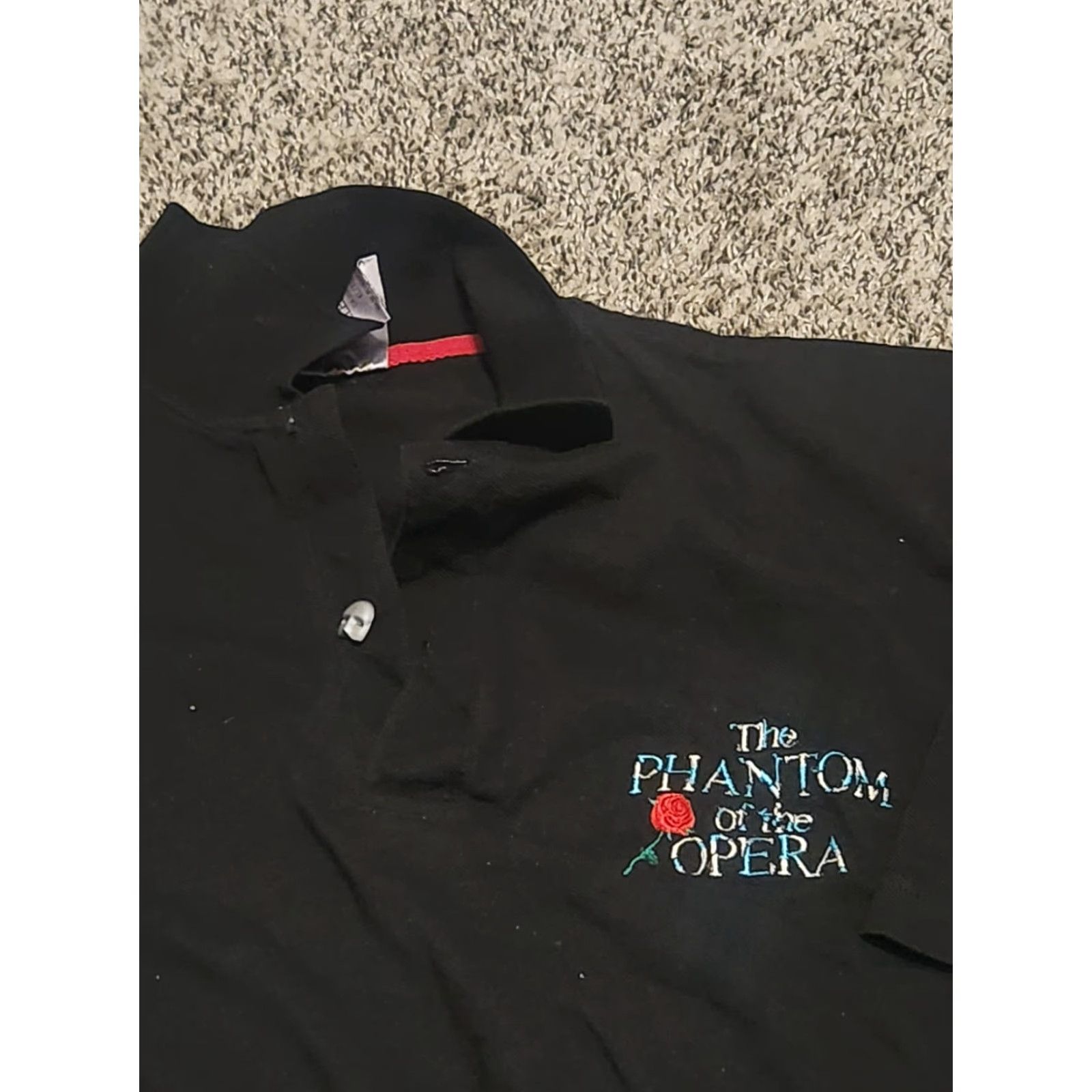 Vintage VINTAGE The Phantom Of The Opera Embroidered Polo Shirt XL Black Button Men T-Shirt Size US XL / EU 56 / 4 - 2 Thumbnail