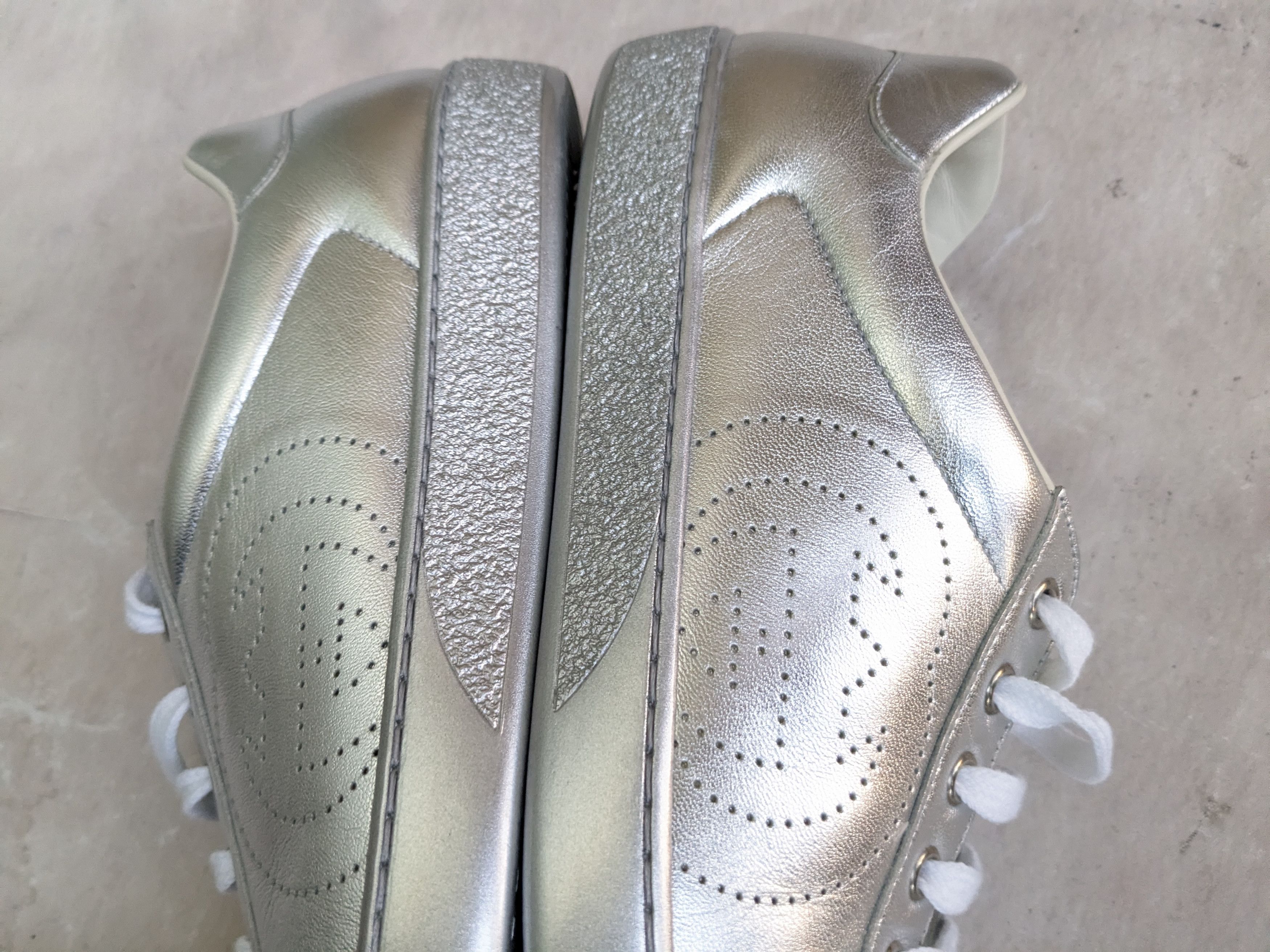 Gucci Gucci Ace Sneakers 8.5 Silver Leather Low Logo Size US 8.5 / EU 41-42 - 16 Thumbnail