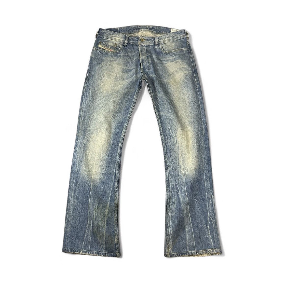 Distressed Diesel Zathan Wideleg Dirty Fly Button Denim