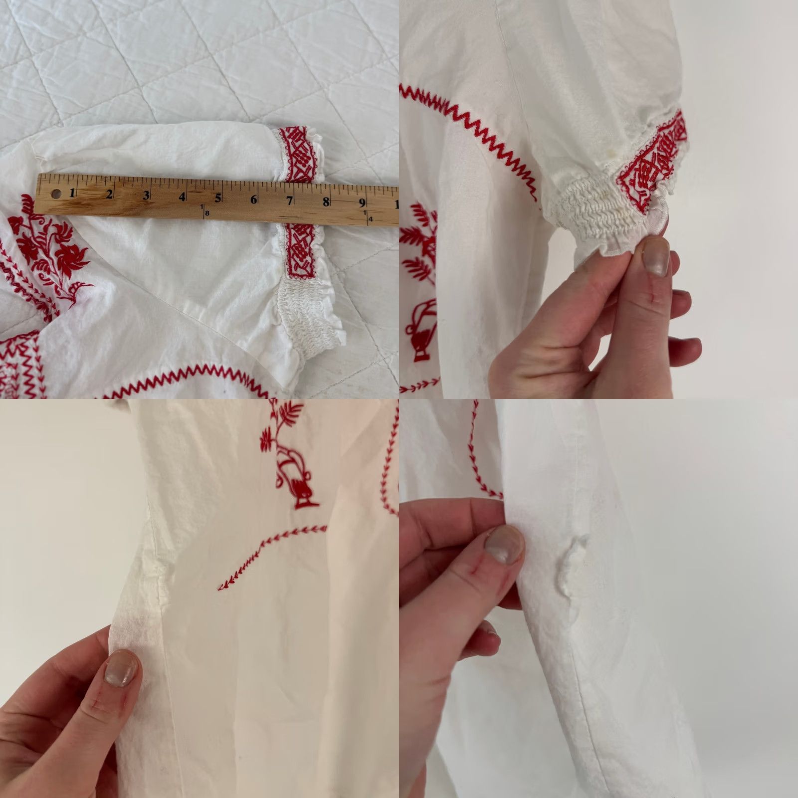 Torrid Torrid Cotton Blouse Square Neck Puff Sleeve Boho Embroidered White Red Plus Size 1 Adults Women Summer Casual Size XS / US 0-2 / IT 36-38 - 8 Thumbnail