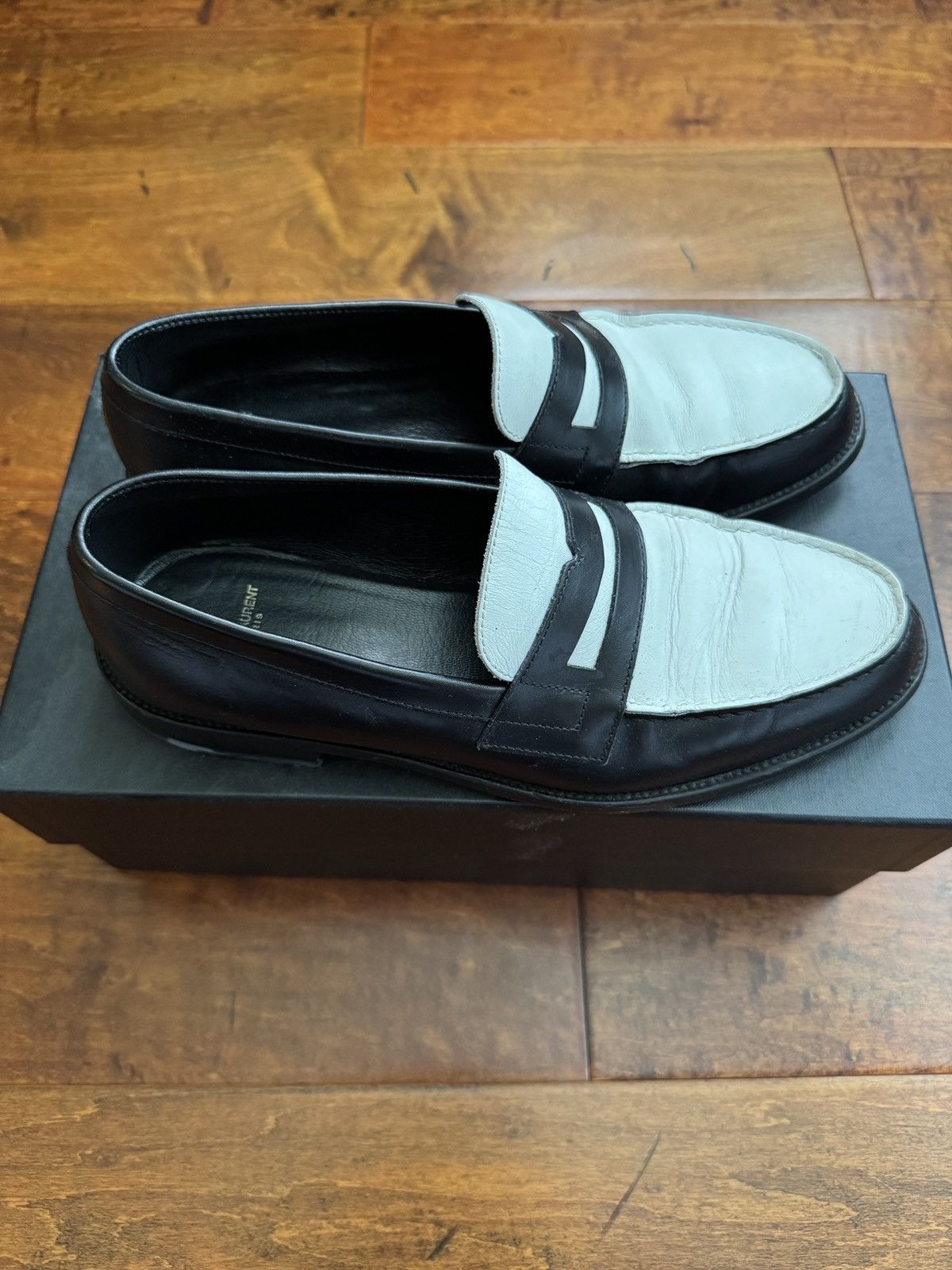 Saint Laurent Paris Two Tone Penny Loafer Size US 9.5 / EU 42-43 - 4 Thumbnail