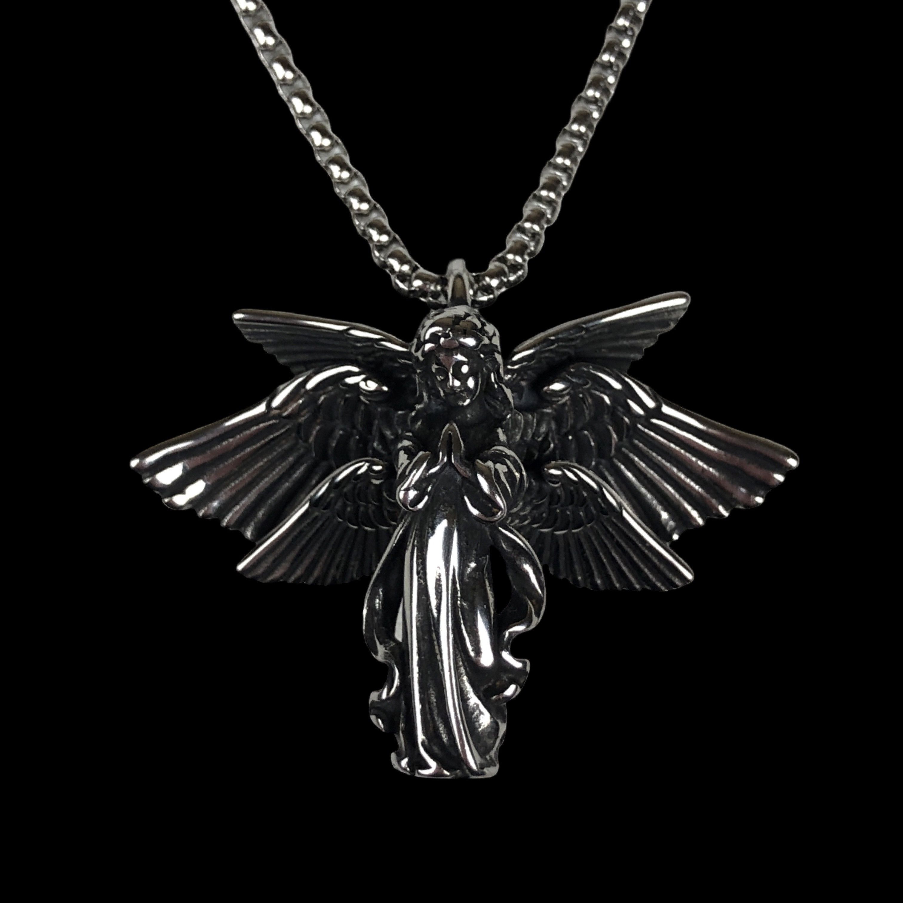 Jewelry Stainless Steel Angel Gothic Necklace Punk Metal Y2K Size ONE SIZE - 2 Thumbnail