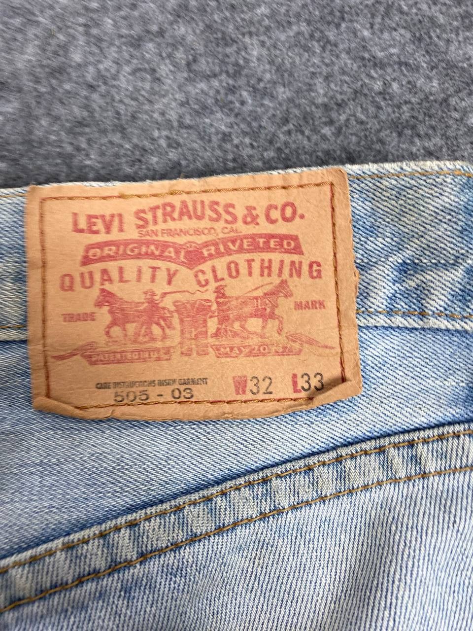 Levi's vintage levis 505 distressed denim nice design Size US 33 - 6 Thumbnail