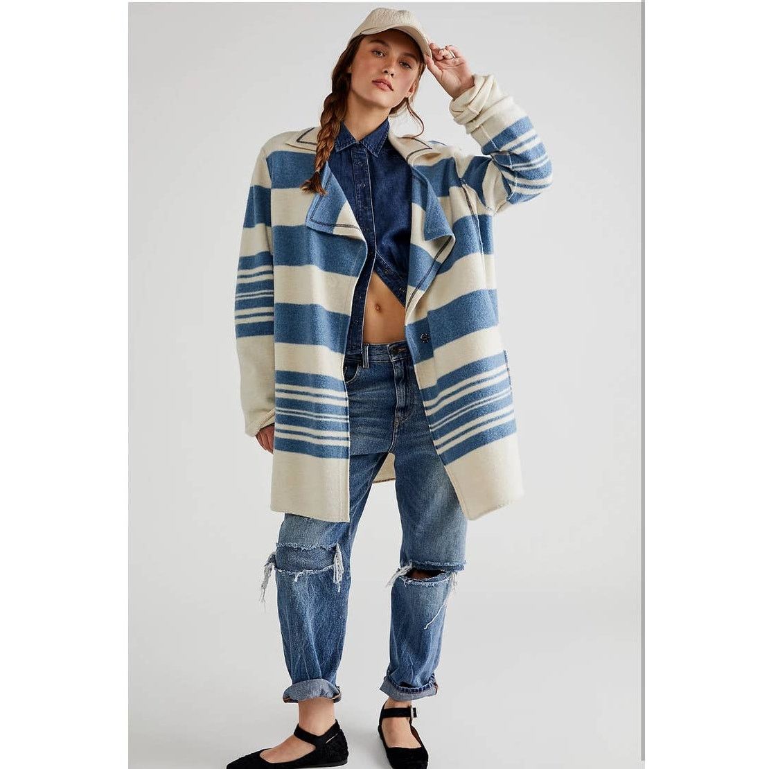 Free People New FREE PEOPLE We The Free Acadia Cardi WOOL $368 XS/S Blue Size S / US 4 / IT 40 - 1 Thumbnail