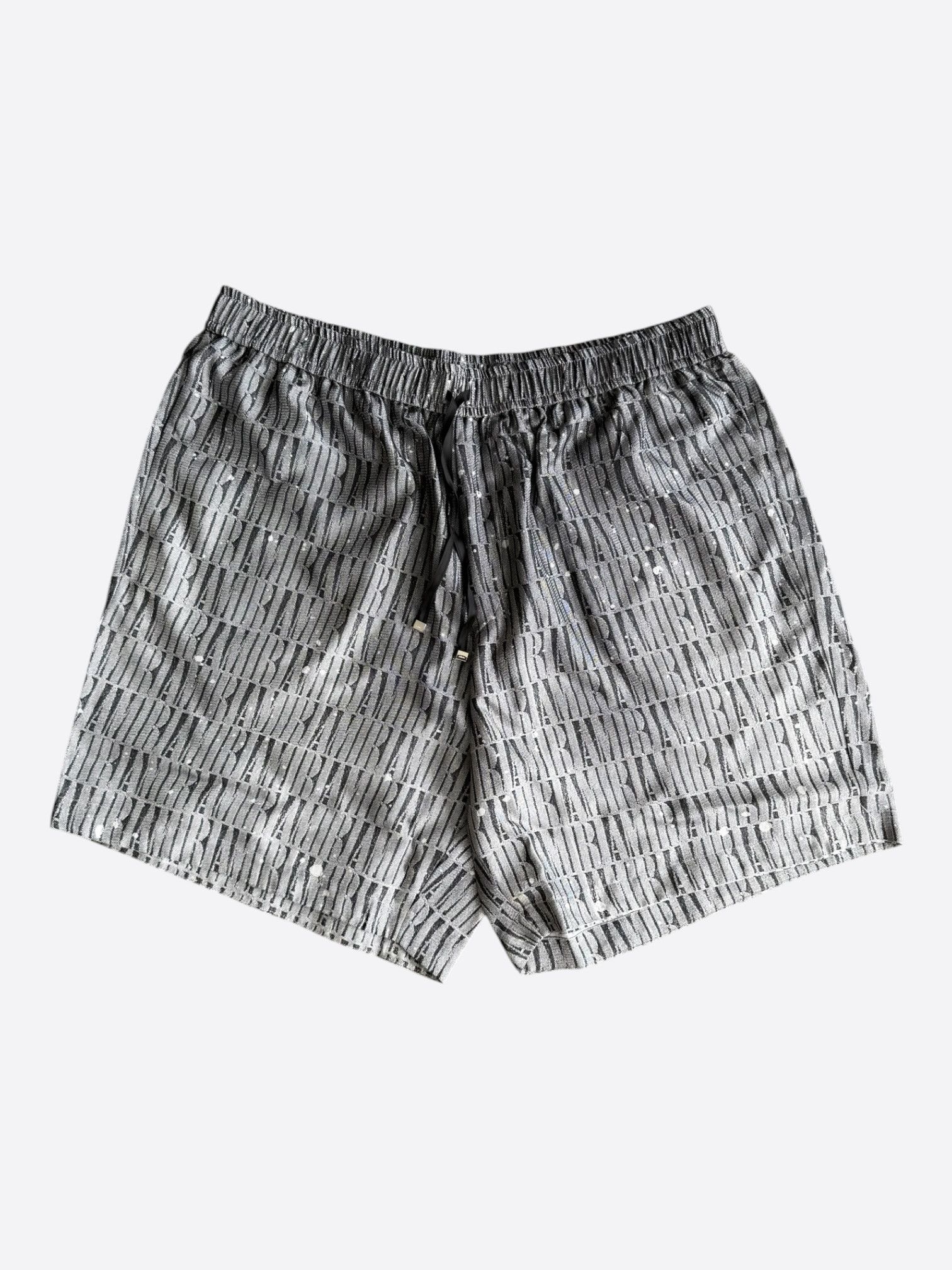 Amiri Amiri Grey & White Gradient Logo Shorts Size US 38 / EU 54 - 1 Thumbnail
