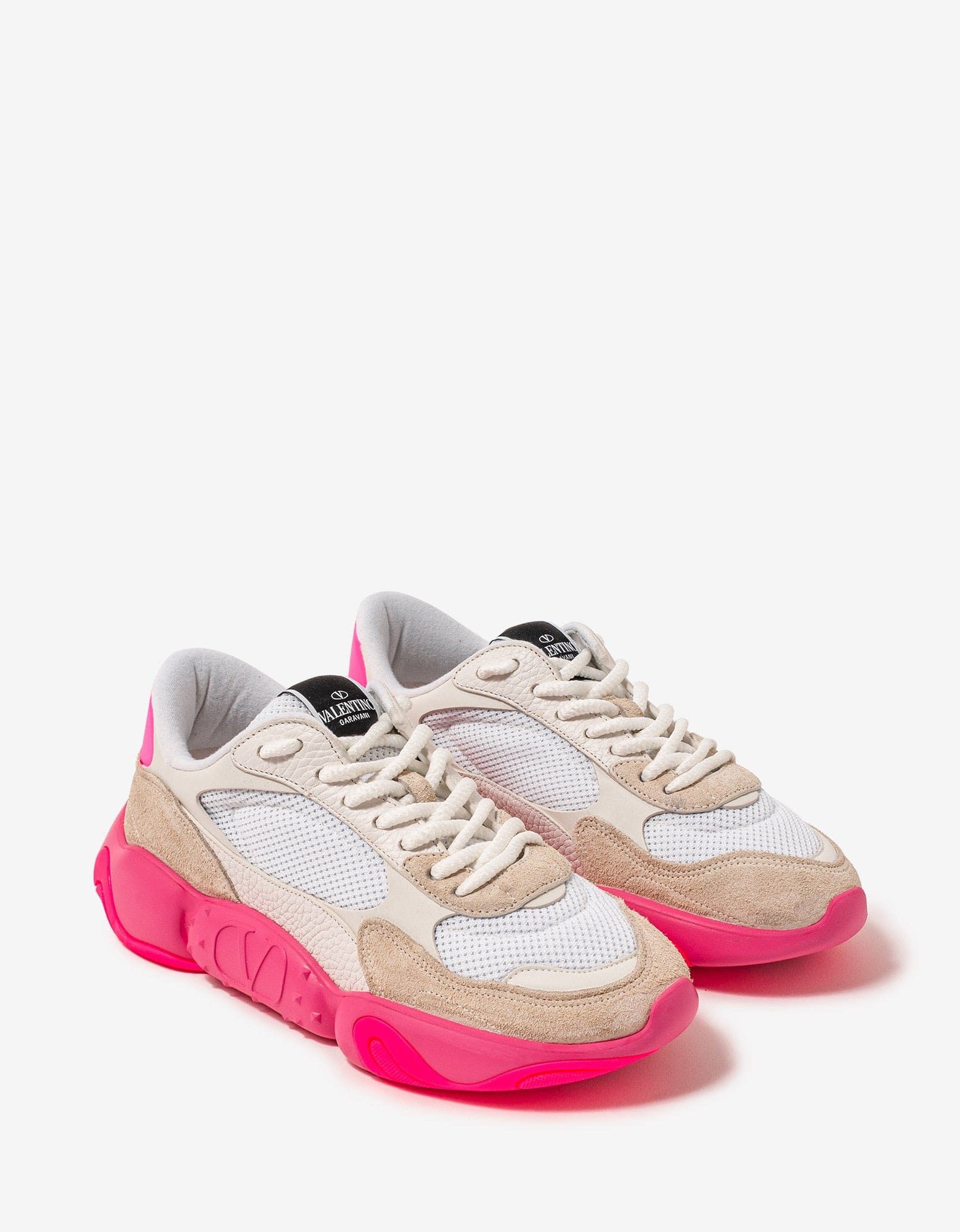 Valentino Valentino Garavani White Bubbleback Mesh and Suede Trainers Size US 9 / EU 42 - 1 Thumbnail