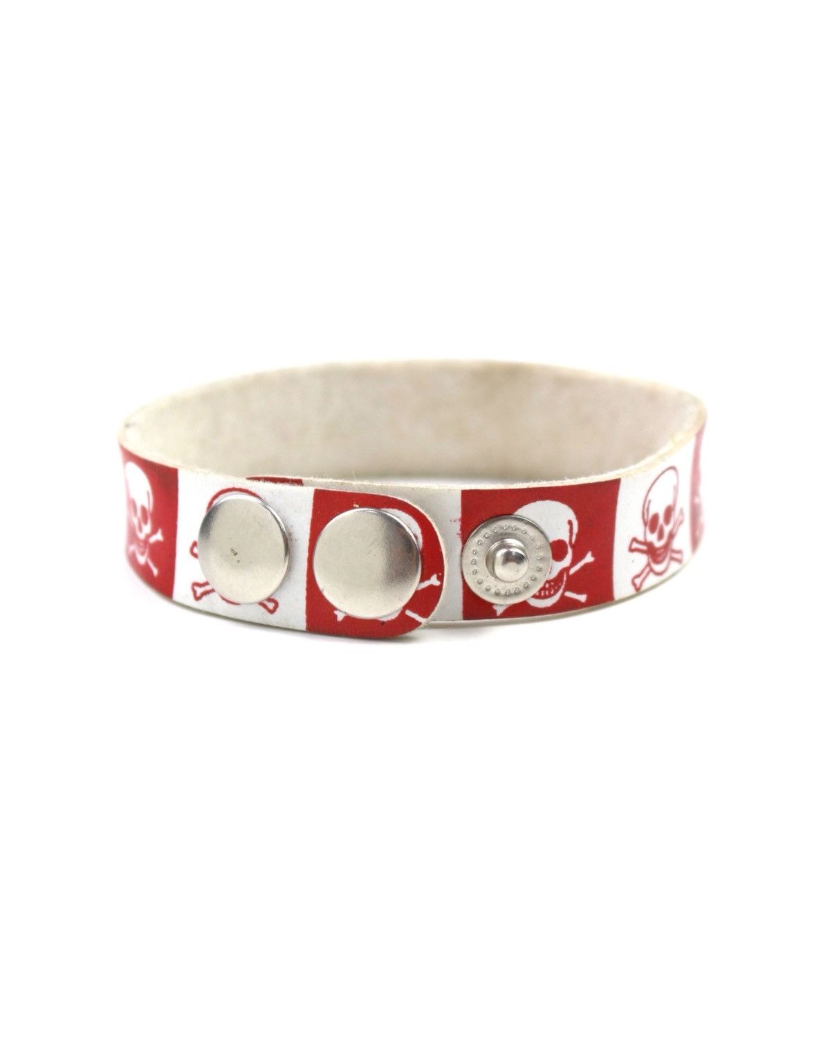 Vintage 2000S JAPANESE MADE SKULL RED WHITE CHECKER BRACELET Size ONE SIZE - 5 Thumbnail