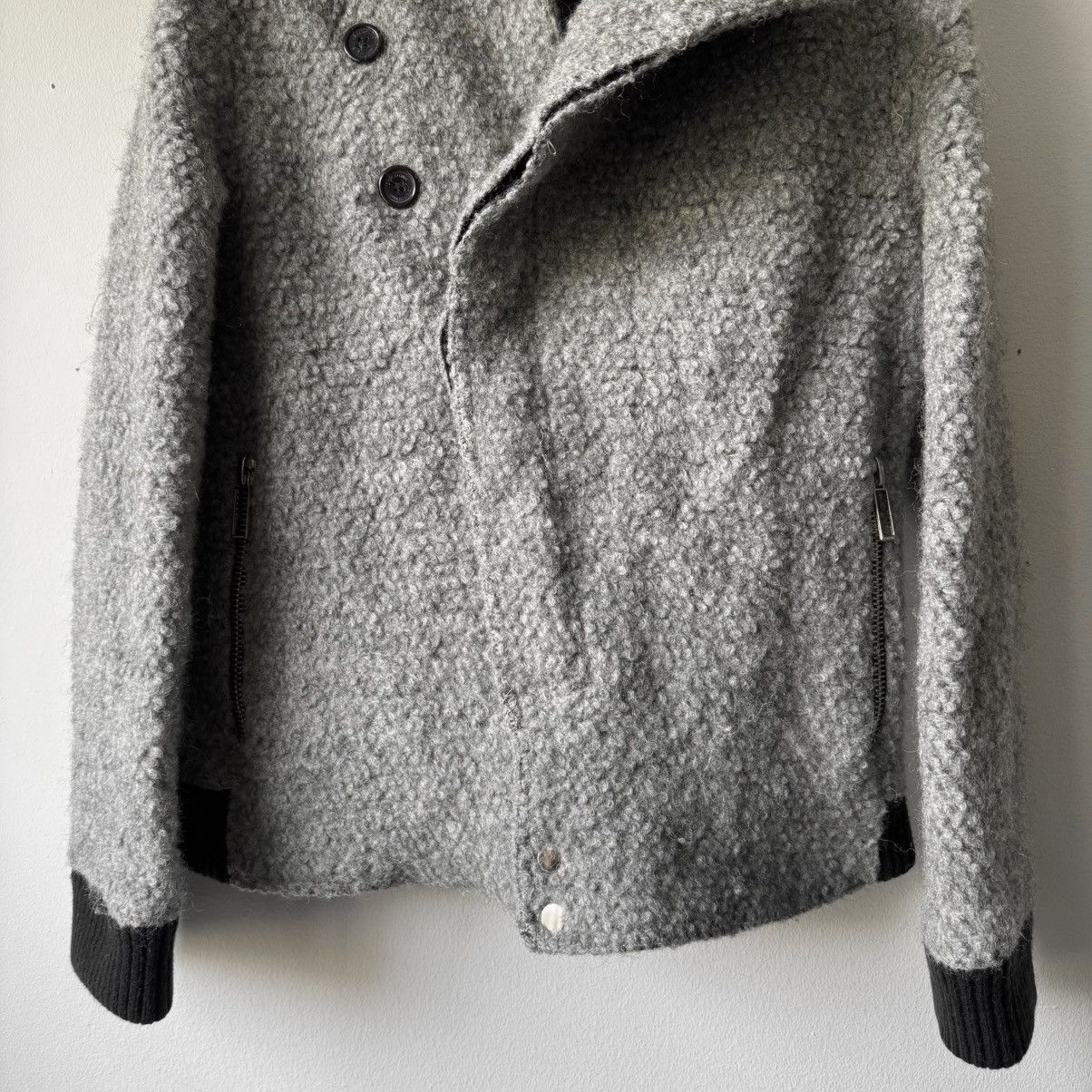 Dior Dior Homme FW2009 Gray Asymmetric Drape Collar Mohair Jacket Size US M / EU 48-50 / 2 - 4 Thumbnail