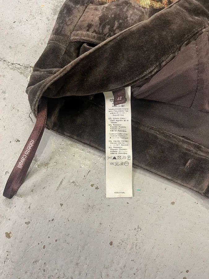 Roberto Cavalli 2000s Roberto Cavalli Wings Brown Velvet Pants Size 22" - 10 Thumbnail