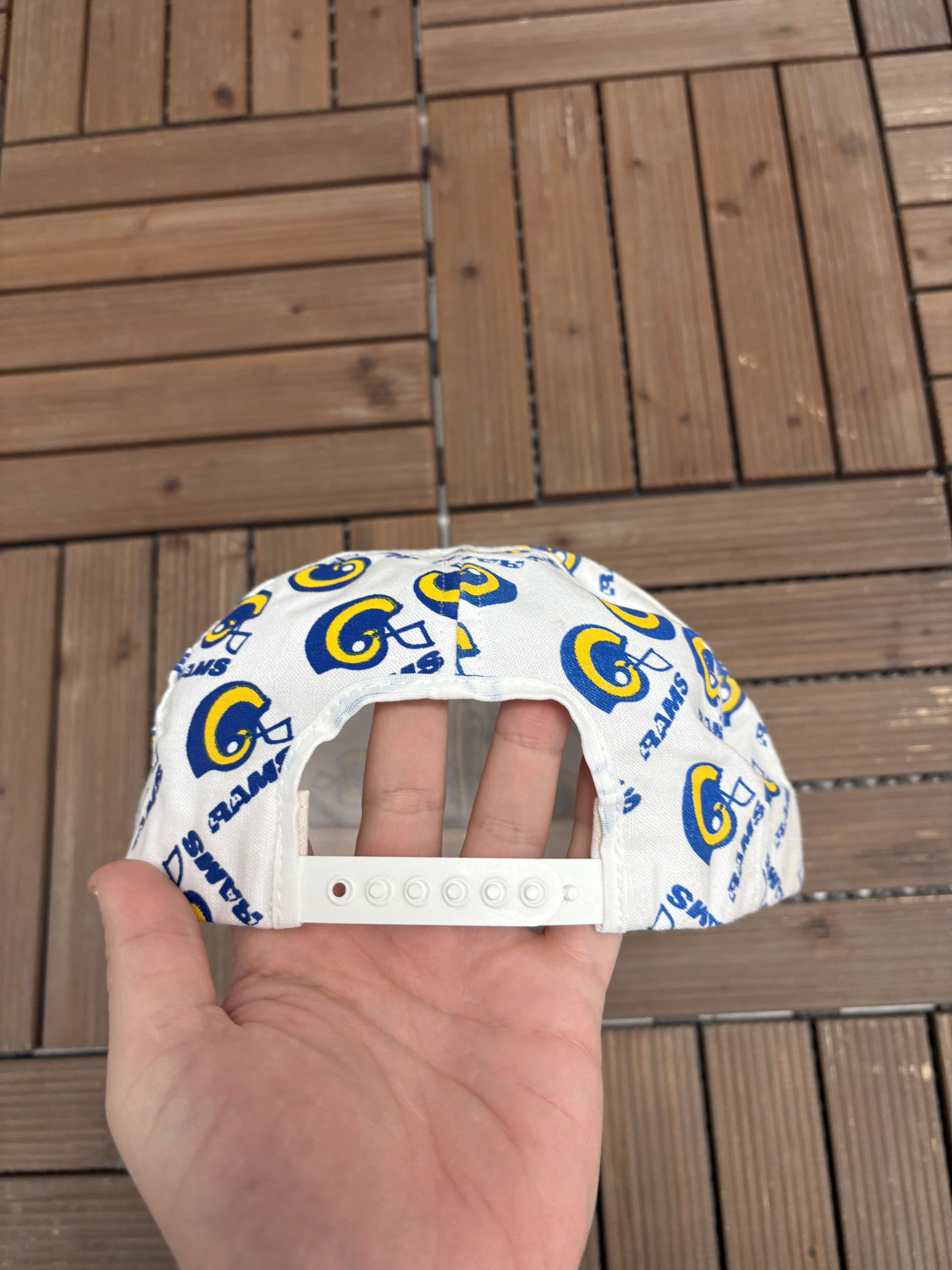 Vintage Los Angeles Rams Helmet AOP Vintage White Snap BackHat Size ONE SIZE - 5 Thumbnail