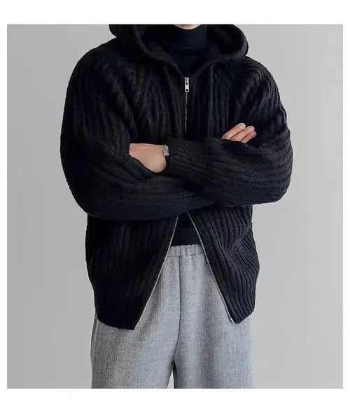 Other Knit Thick Sweater Vintage Hooded Jacket Coat Size US L / EU 52-54 / 3 - 3 Thumbnail