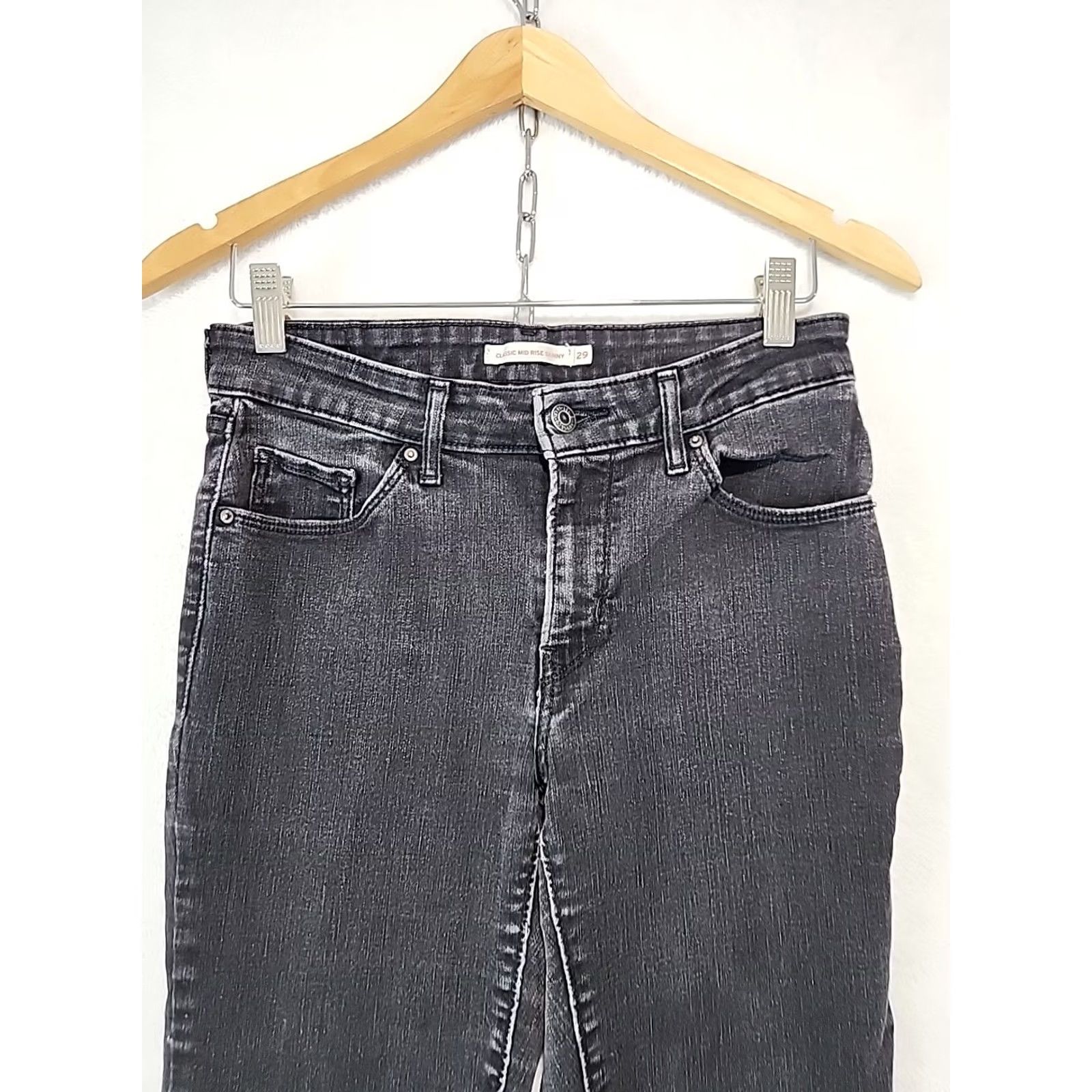 Levi's Levi’s Jeans Women’s Size 29 Black Classic Mid-Rise Skinny Stretch Denim School Shirt Pants? Size 29" - 2 Thumbnail