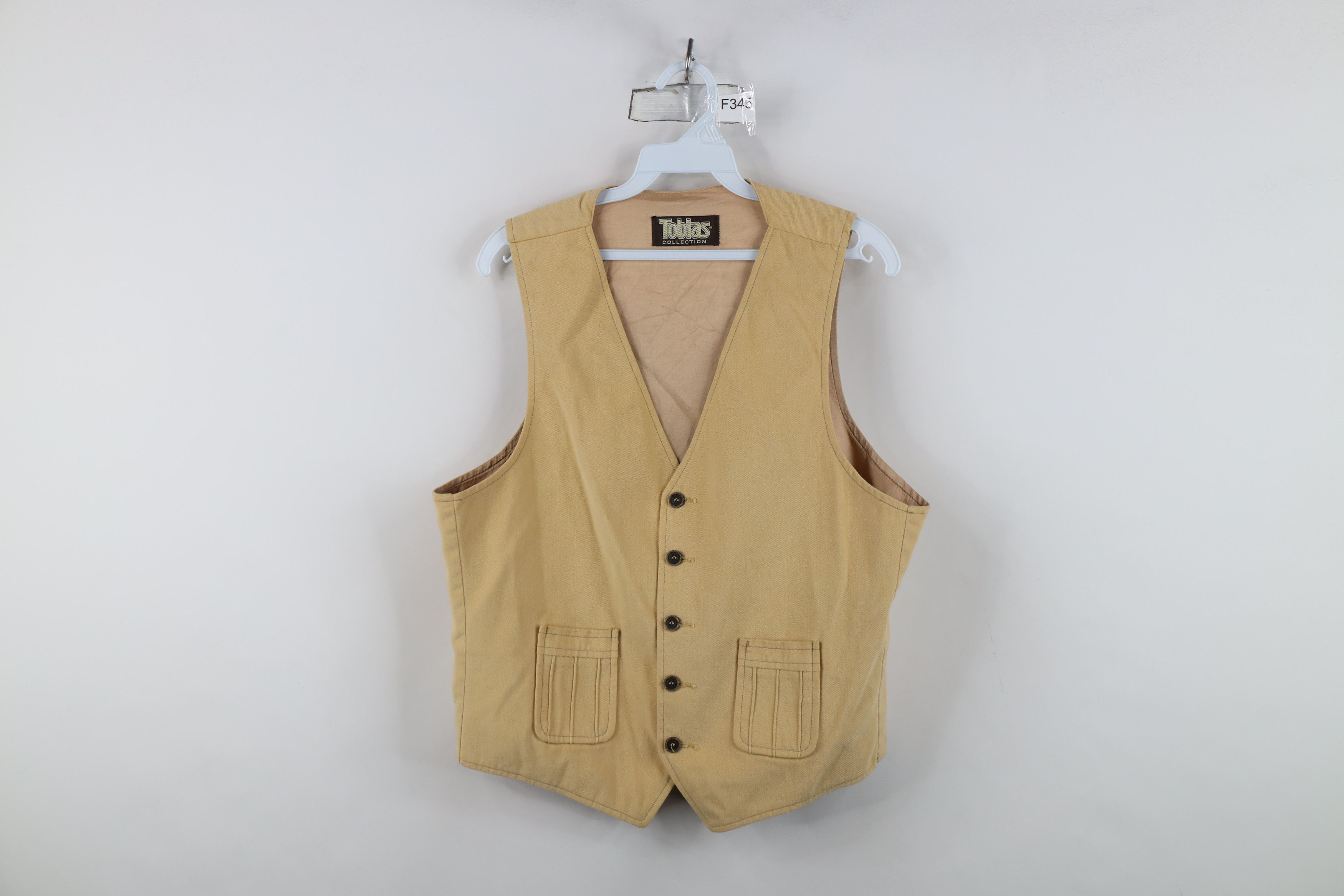 Vintage Vintage 60s 70s Streetwear Corduroy Vest Jacket Beige USA Size US XL / EU 56 / 4 - 1 Thumbnail