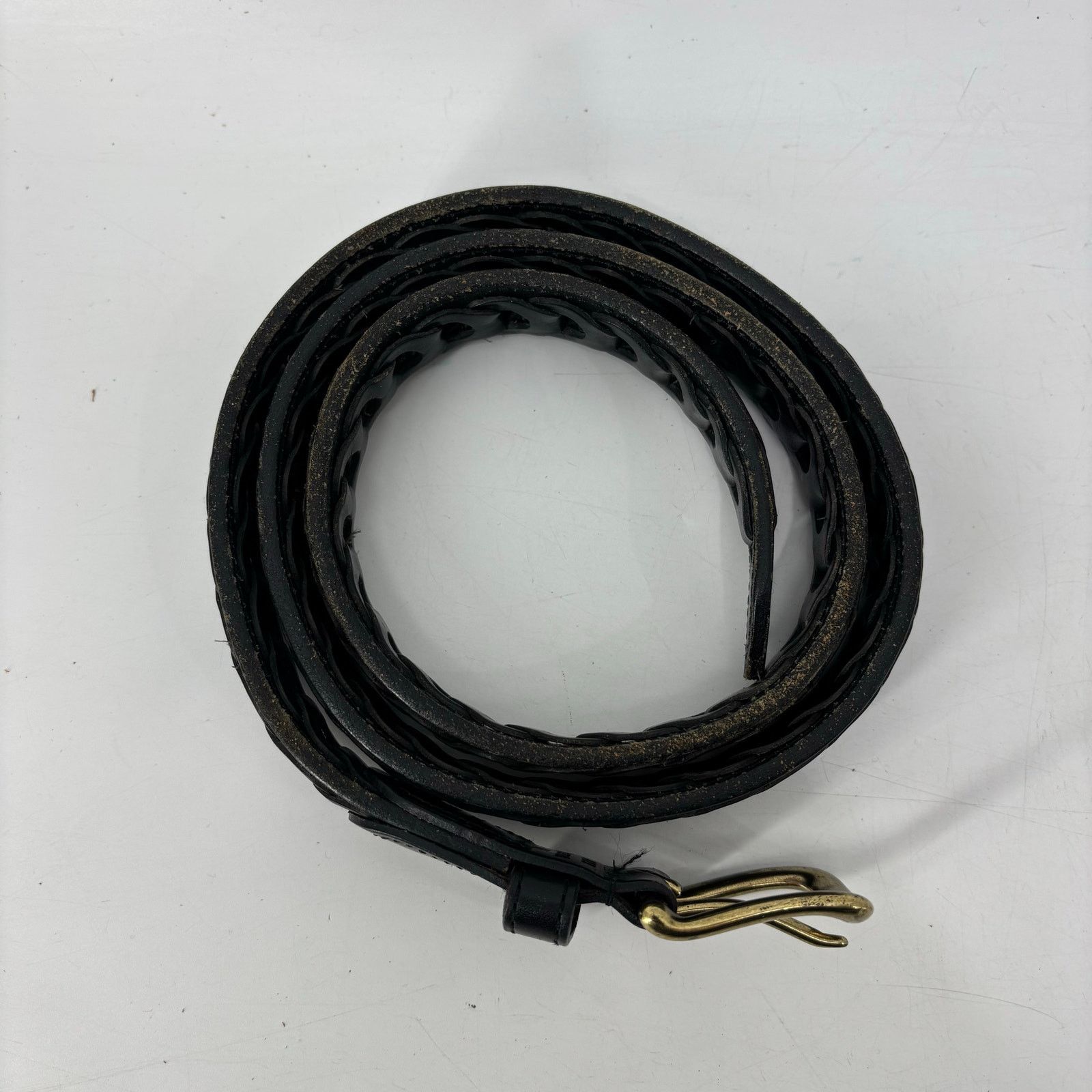 Other Men's Black Size 38 Genuine Leather Belt Casual Links Gold Size 38 - 7 Thumbnail
