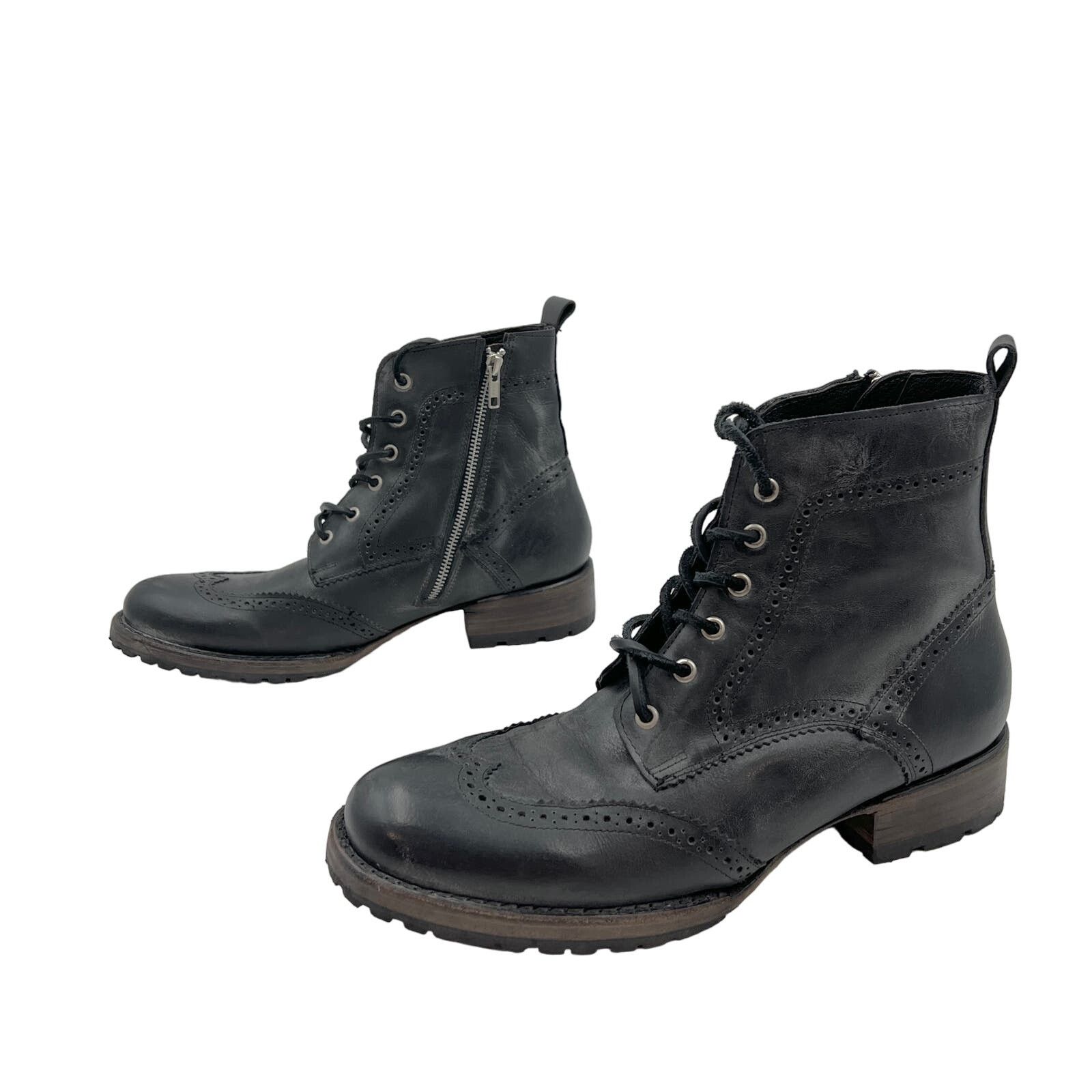 Steve Madden Freebird by Steven Bradford Boots Black Lace Up Leather Size US 10 / EU 43 - 8 Thumbnail
