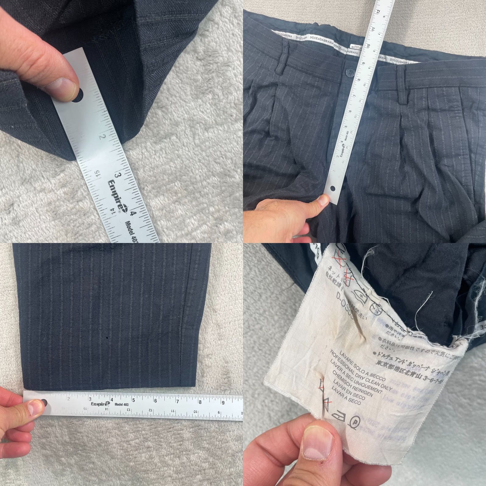 Dolce & Gabbana VINTAGE Dolce&Gabbana Pants Men 34x30 Wool Black Pinstripe Wool Dress Pants Regular Mens Straight Pocket Zipper Button Leather? Size US 34 / EU 50 - 8 Thumbnail