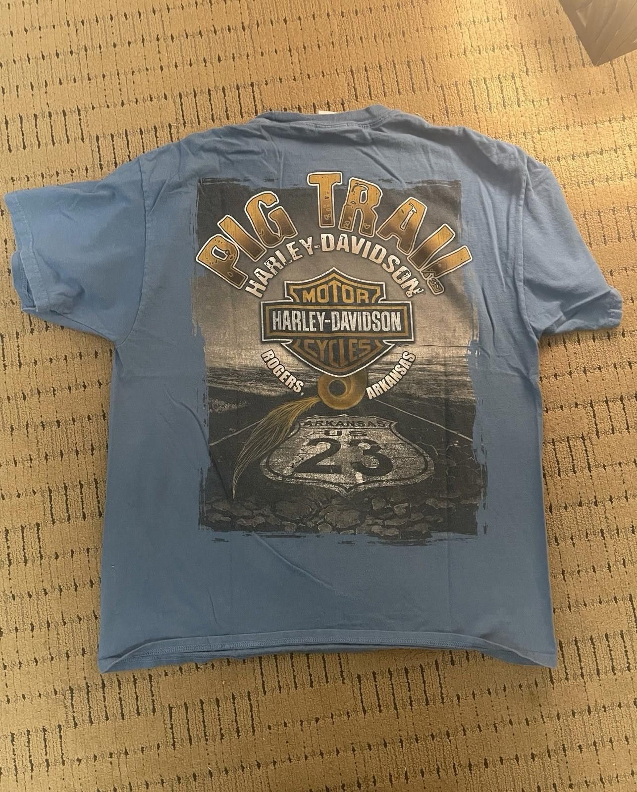 Harley Davidson Men’s HARLEY DAVIDSON Pig Trail Arkansas Blue T-shirt Sz L Size US L / EU 52-54 / 3 - 3 Thumbnail