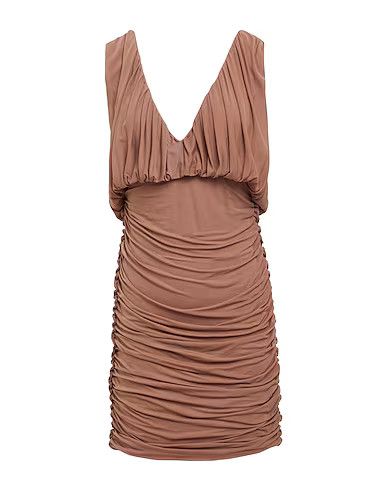 Saint Laurent Paris o1bcso1str1224 Draped Dress In Jersey in Light Brown Size XS / US 0-2 / IT 36-38 - 1 Thumbnail