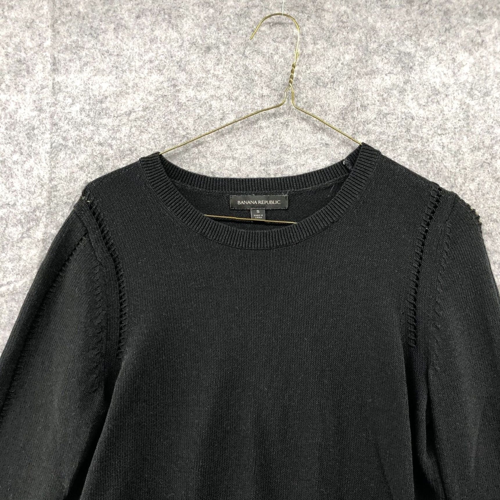 Banana Republic Banana Republic Crewneck Sweater Womens Small Black Cotton Knit 3/4 Sleeve Pullover Size S / US 4 / IT 40 - 3 Thumbnail
