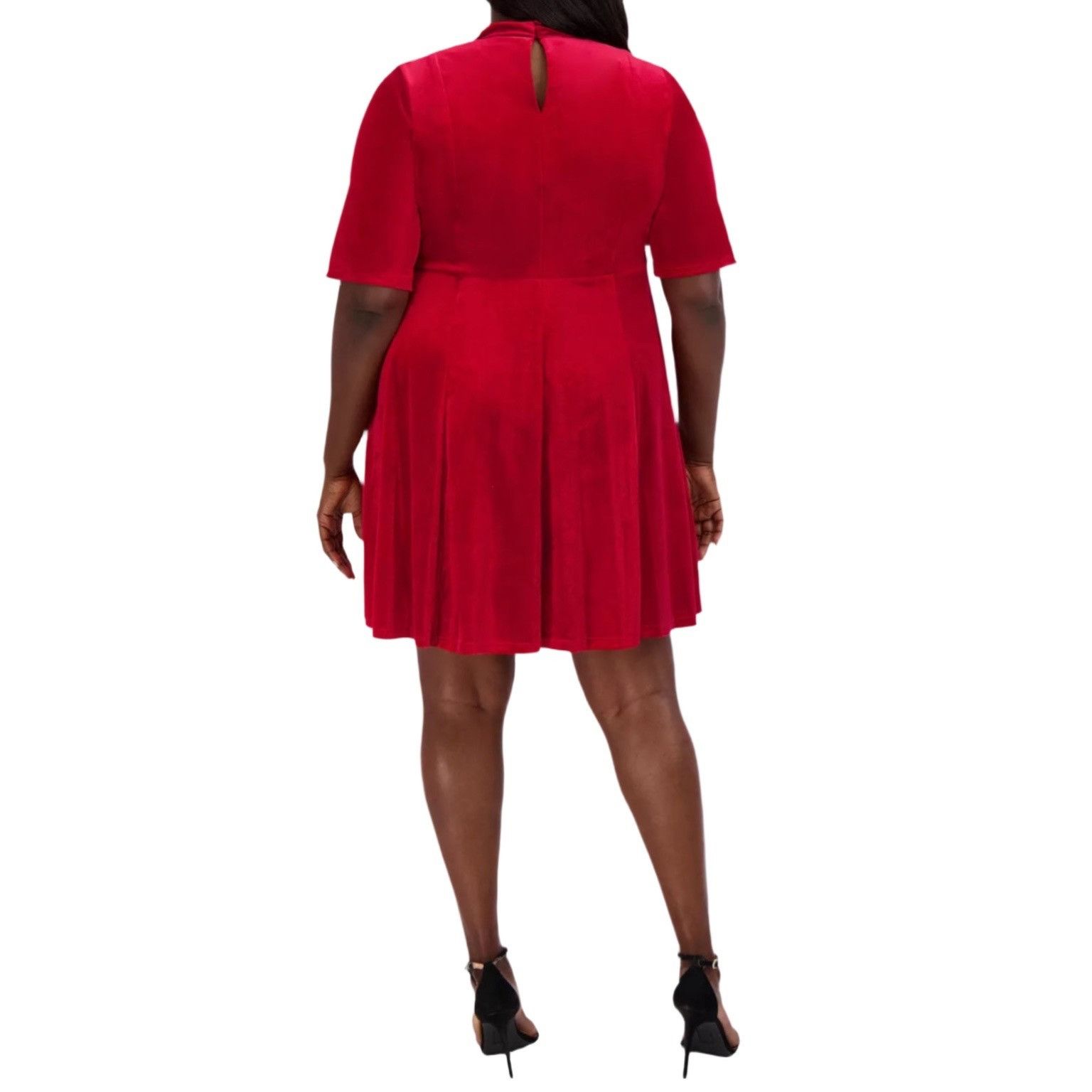 Other NWT Robbie Bee Women’s Plus 1X Red Velvet Mock Neck Dress Sh Size XL / US 12-14 / IT 48-50 - 2 Thumbnail