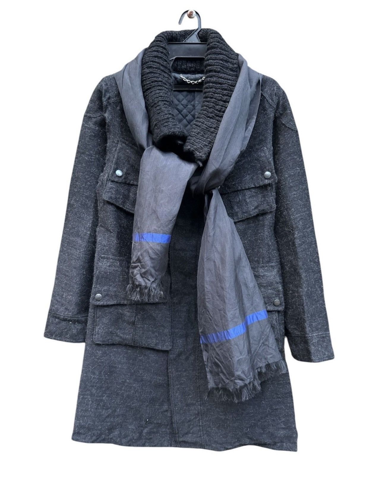 Designer × Maison MIHARA YASUHIRO Miharayasuhiro Quilted Wool Coat with Detachable Scarf Size US S / EU 44-46 / 1 - 1 Thumbnail