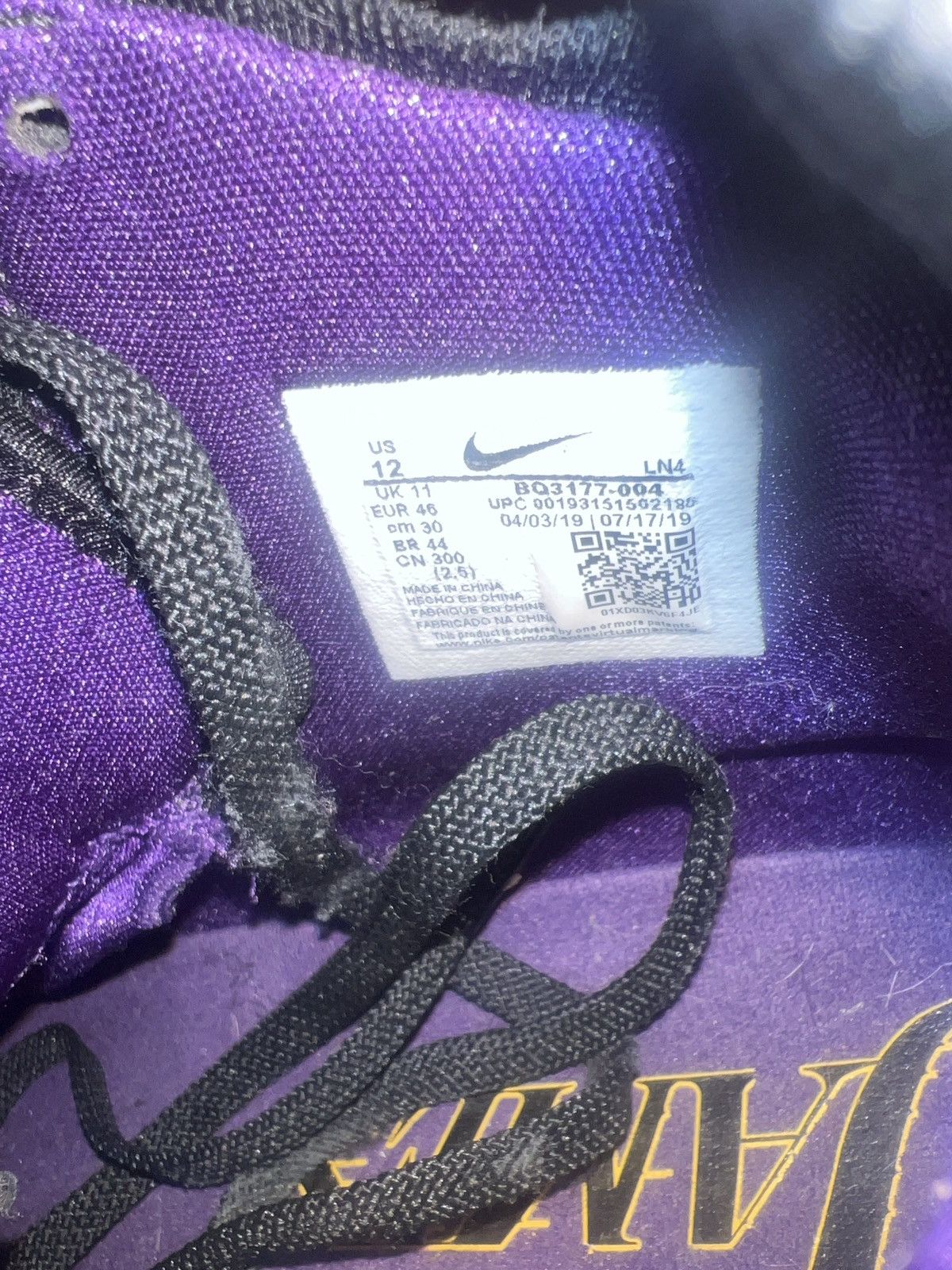 Nike NIKE LEBRON 17 XVII Air Max 2019 Jordan Lakers Yellow Purple Size US 12 / EU 45 - 7 Thumbnail