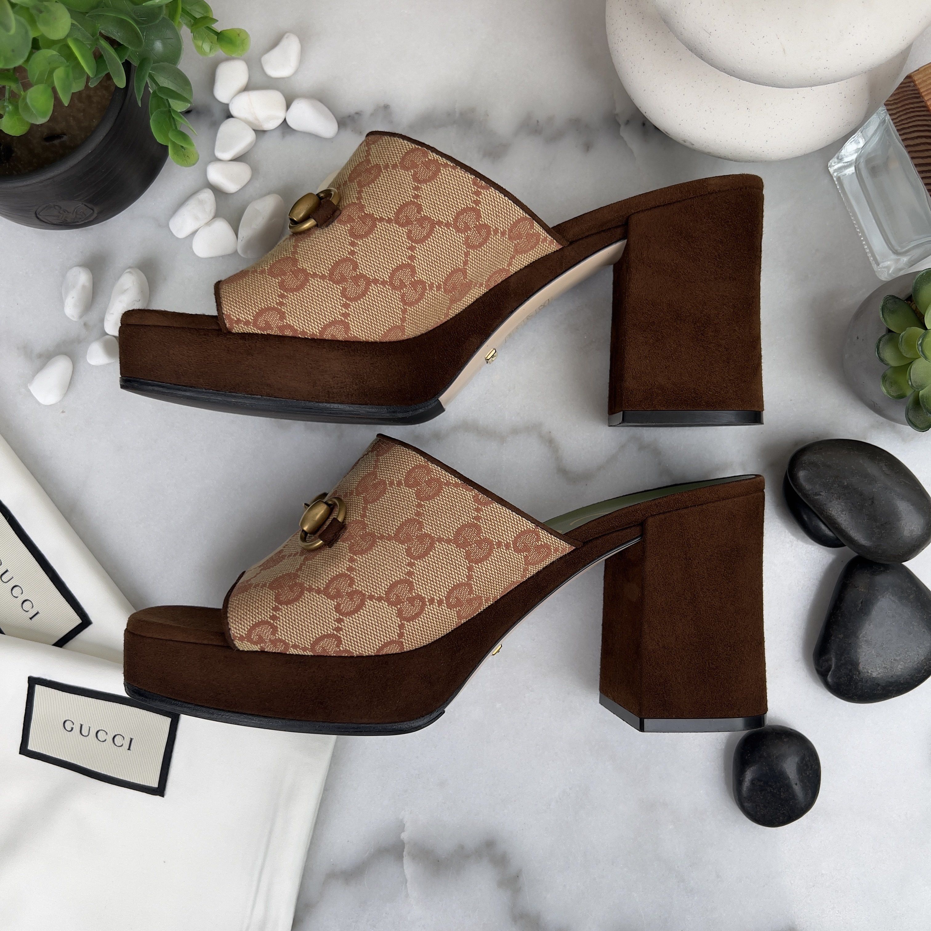 Gucci GUCCI GG Monogram Horsebit Houdan Platform Block Sandal Mule Size US 10 / IT 40 - 5 Thumbnail