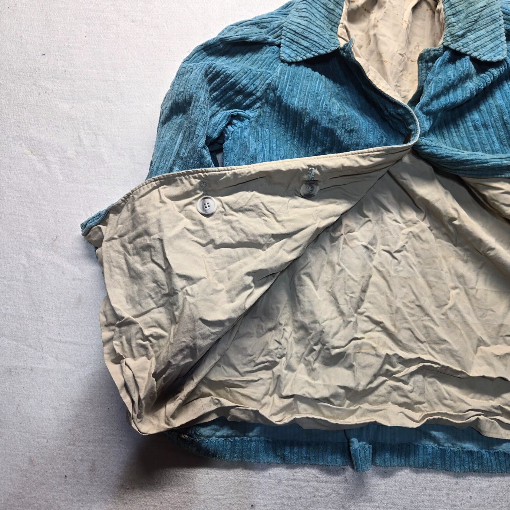 Vintage VINTAGE Jacket Blue L Women Pleated Velvet Buttoned Coat/Shirt? (But must use only original words) Size L / US 10 / IT 46 - 2 Thumbnail
