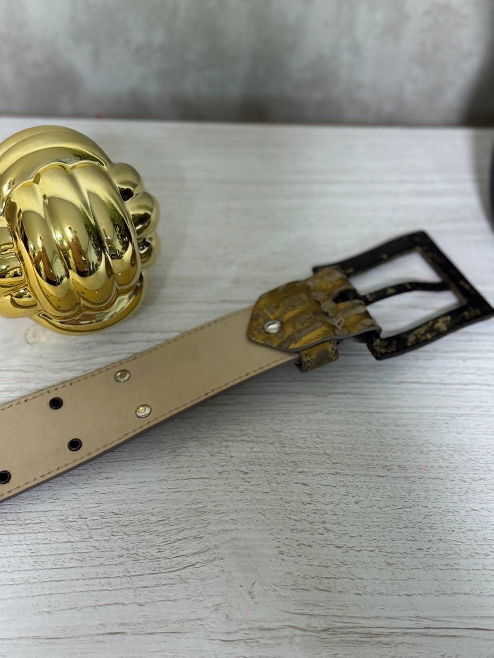 POST ARCHIVE FACTION (PAF) VTG Cowboy Style Leather Belt Gold Y2K 00s USA Hype Trend Size ONE SIZE - 5 Thumbnail