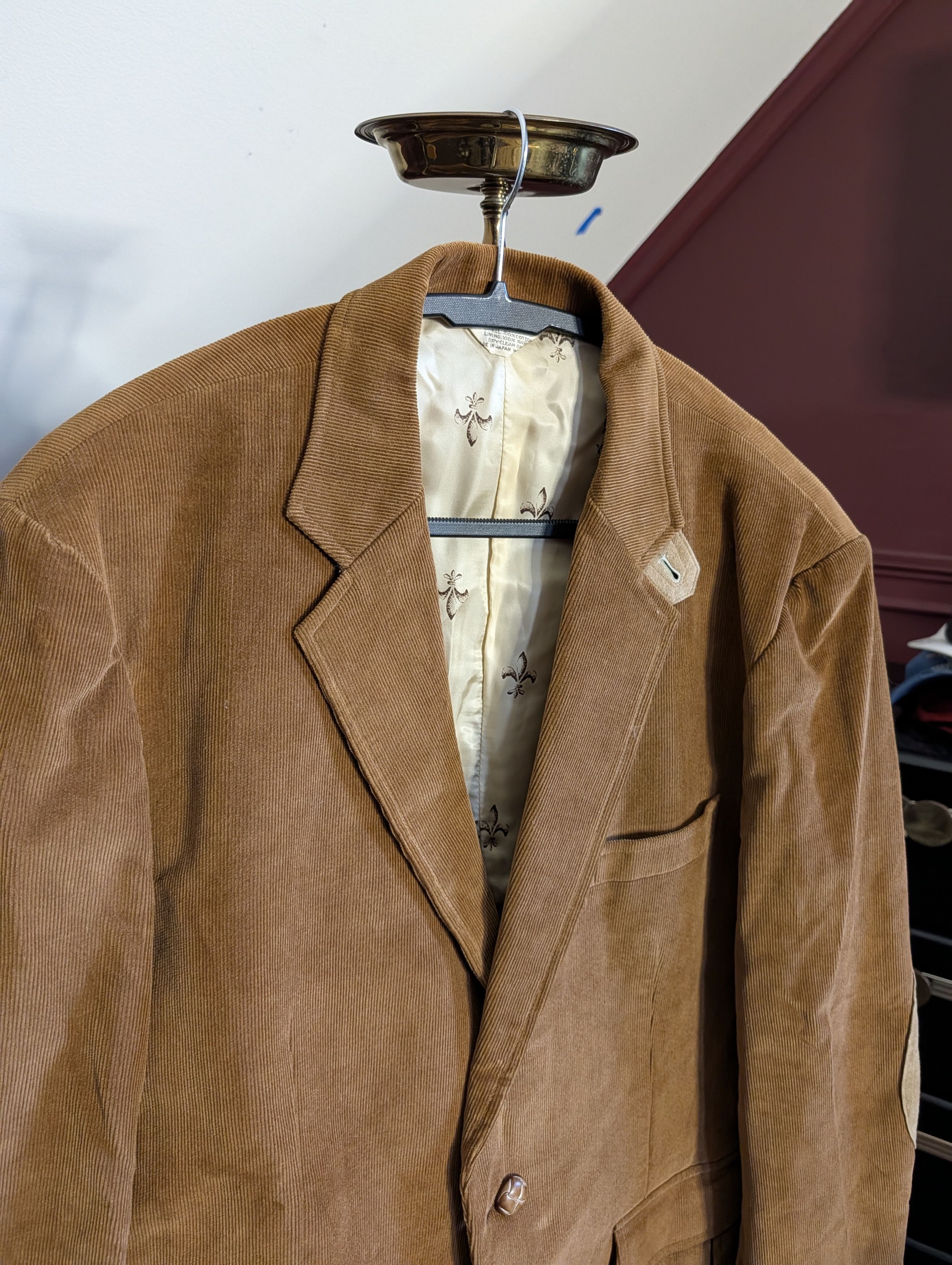 Japanese Brand KENTFIELD vtg corduroy elbow patch suede jacket fleur de lis Size 42R - 2 Thumbnail