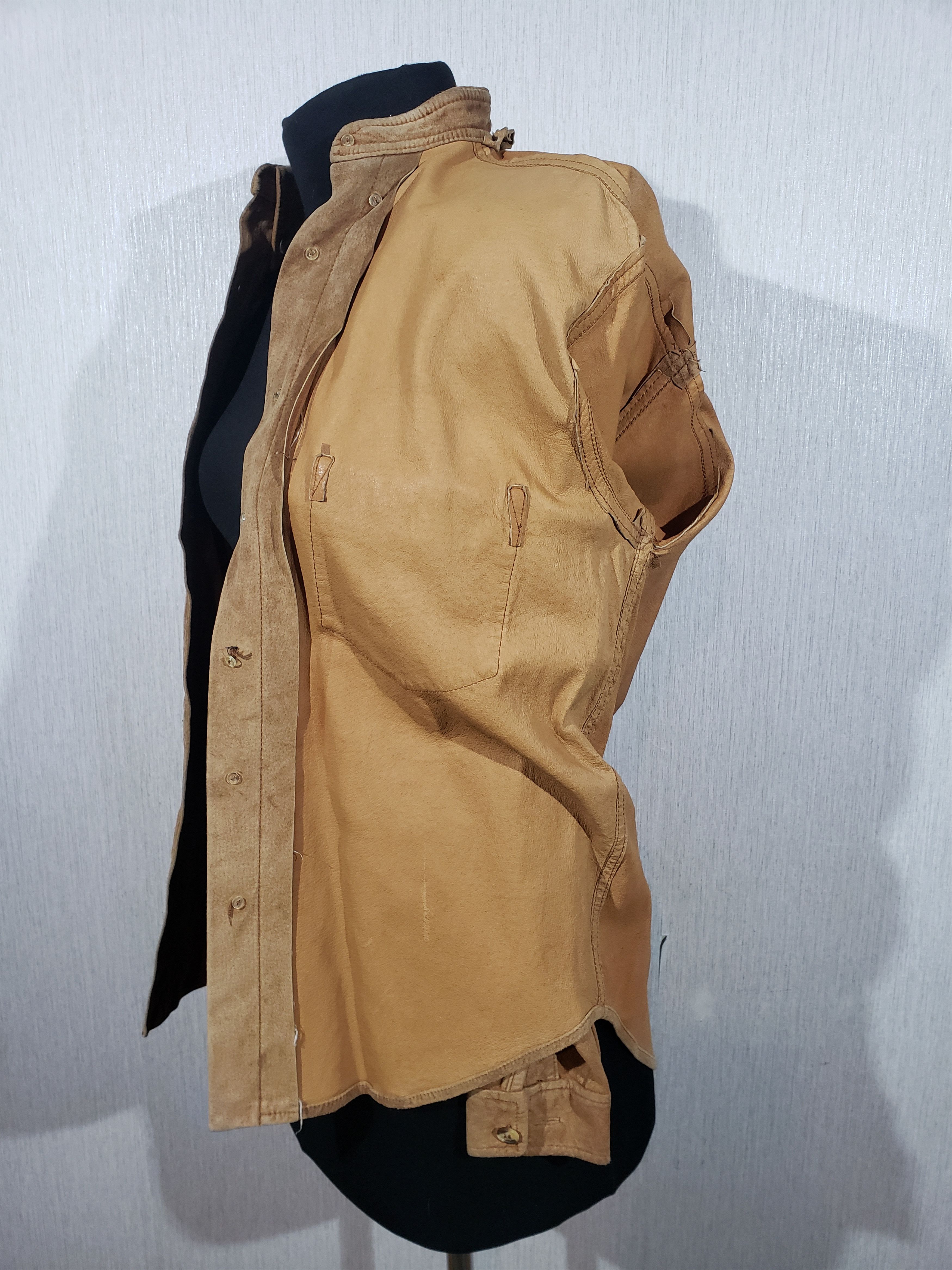 Genuine Leather Brown suede men's shirt. Size US S / EU 44-46 / 1 - 8 Thumbnail