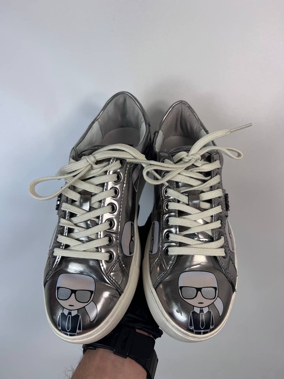 Karl Lagerfeld KARL LAGERFELD SNEAKERS METALLIC SILVER LOGO WOMENS SIZE 38 Size US 7 / IT 37 - 1 Thumbnail