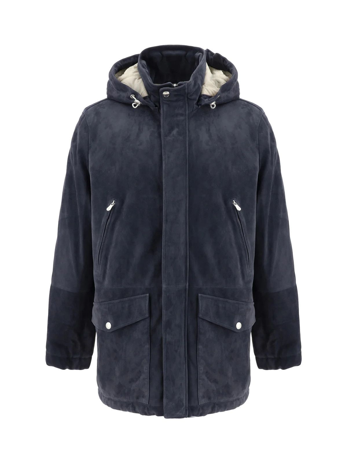 o1w1db10924 Padded Leather Jacket in Dark Blue
