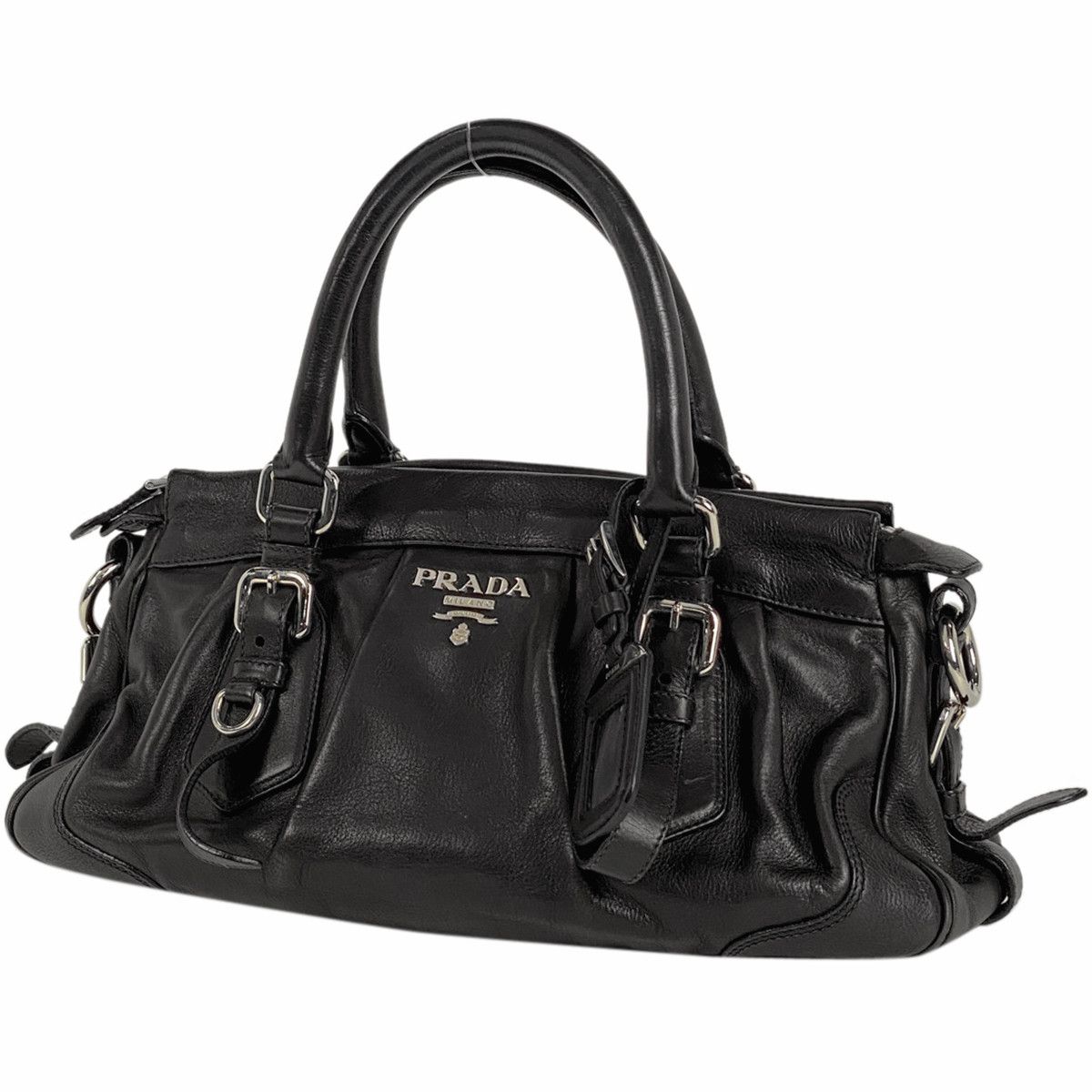 image of Prada Handbag 2Way Shoulder Bag Leather Nero Black, Women's