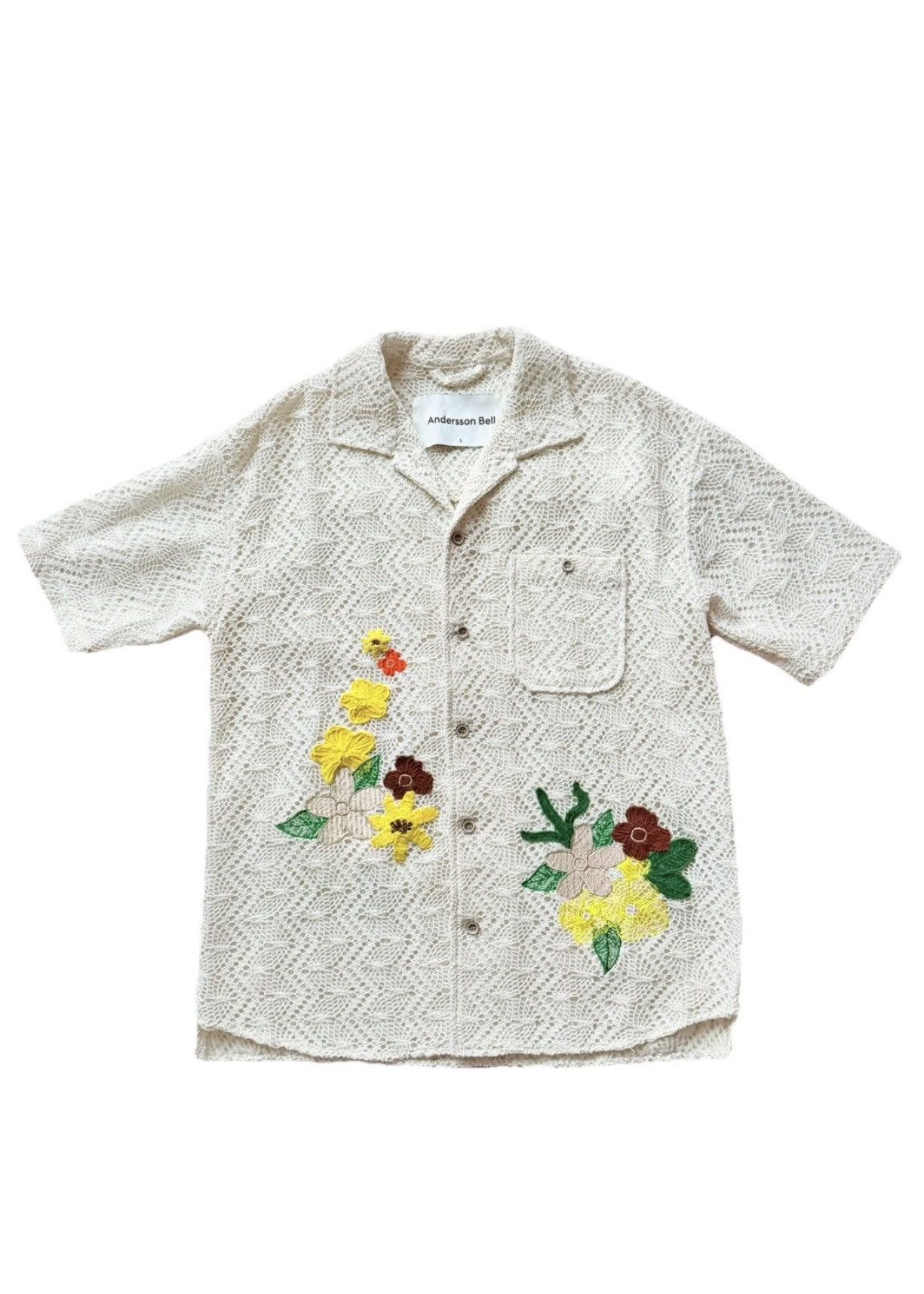 Andersson Bell Andersson Bell White Floral Shirt Size US L / EU 52-54 / 3 - 1 Thumbnail