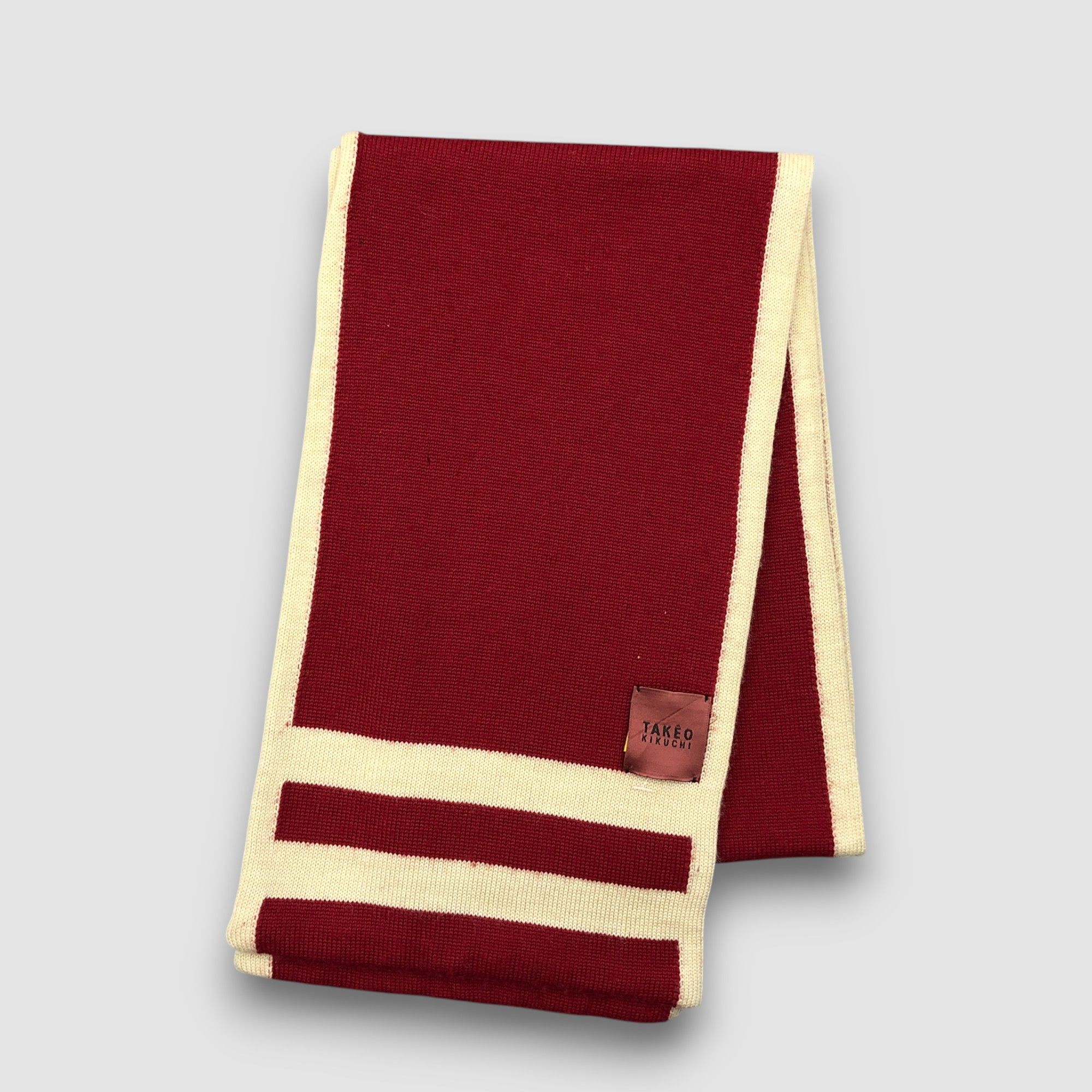 Takeo Kikuchi Vintage Takeo Kikuchi Scarf Muffler Wool Ribbed Knit Scarves Size ONE SIZE - 2 Thumbnail