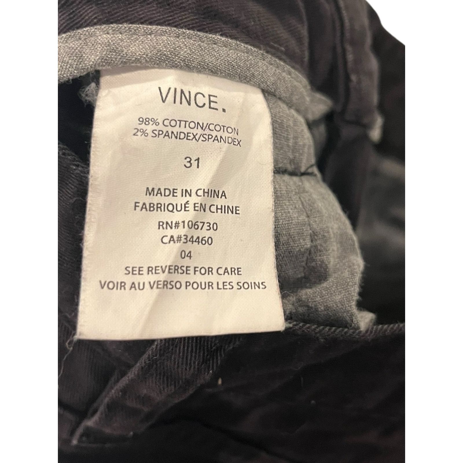 Vince Vince Men's Black Straight-Leg Jeans, 98% Cotton 2% Spandex Size US 31 - 5 Thumbnail