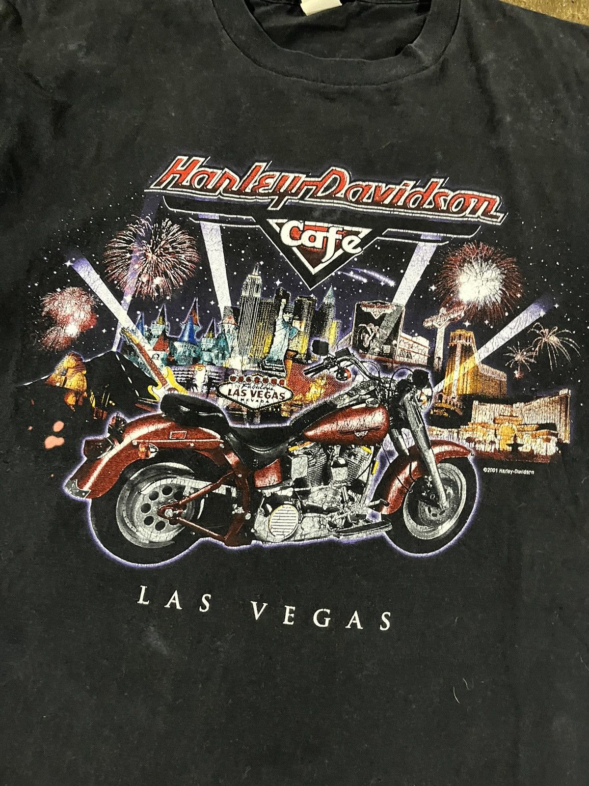 Harley Davidson × Vintage Crazy Vintage Harley Davidson Las Vegas Biker Tee Shirt Size US L / EU 52-54 / 3 - 3 Thumbnail