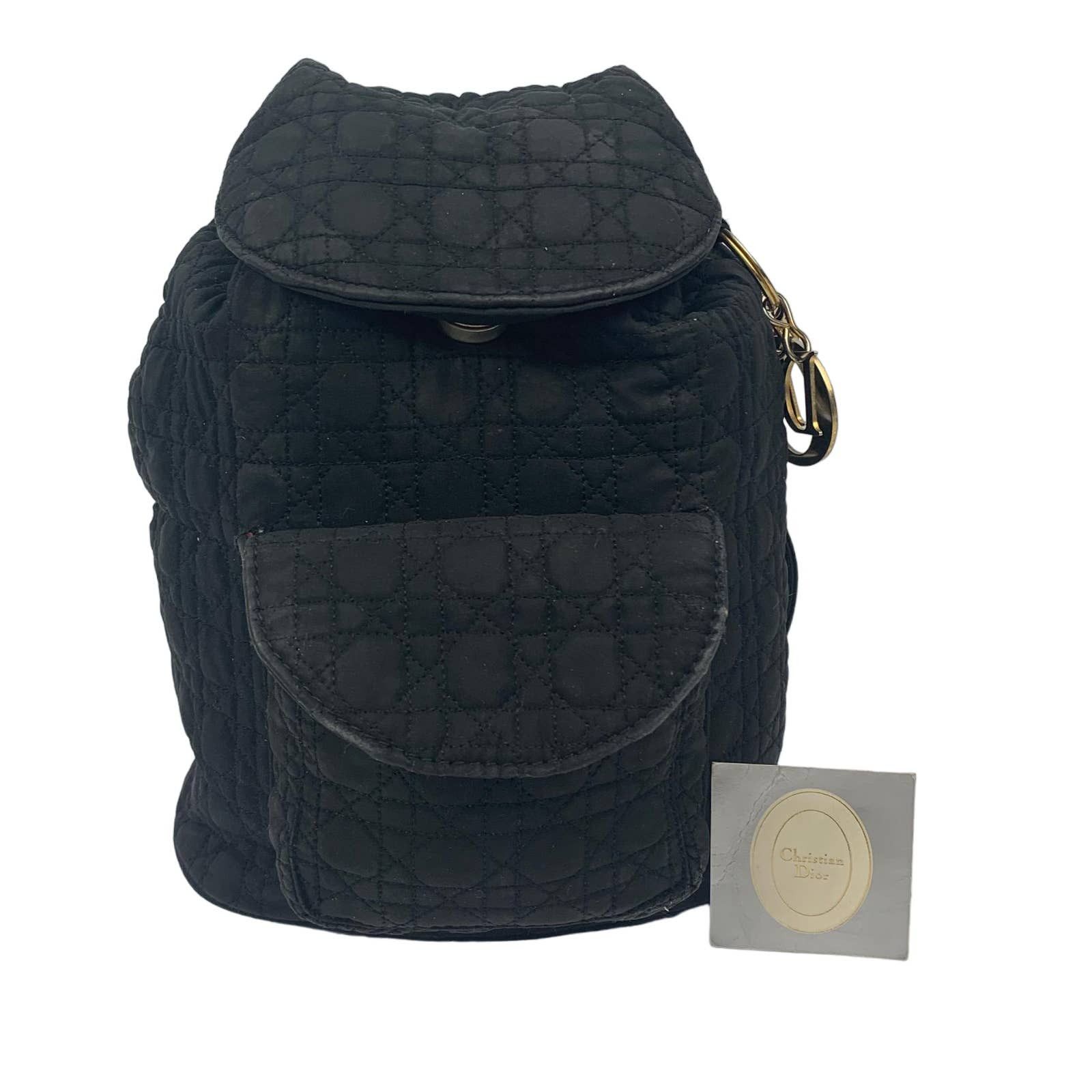 image of Dior Quilted Nylon Carnage Backpack in Black, Women's